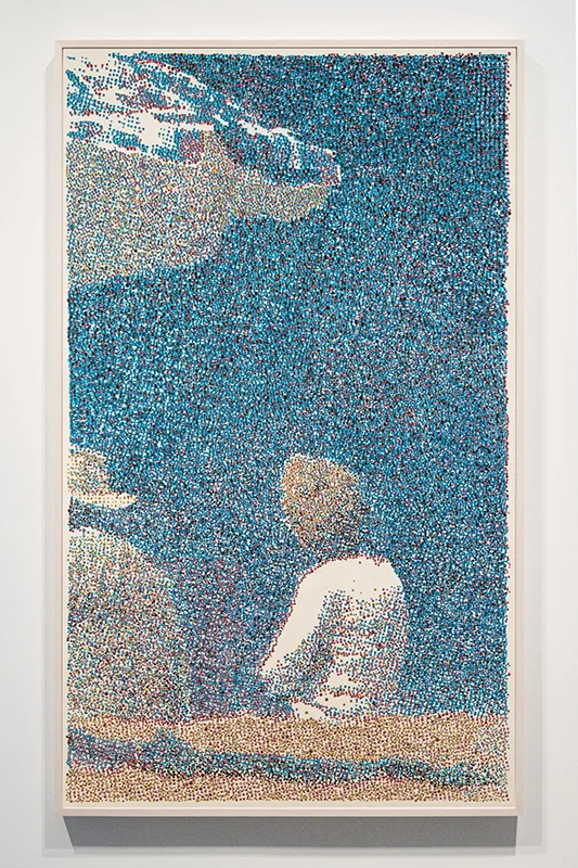 'Spectators take in the start of the Annual Newport to Ensenada Yacht Race,' L.A. Times, 4.24.2015 2015 rhinestuds on canvas 35 x 21 5/16 inches