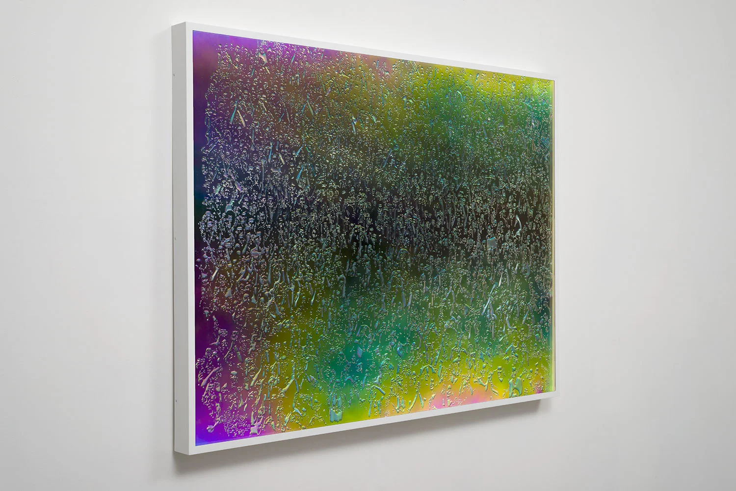 side view of LCD 70.1 2015 plastic resin on plastic with polarization lenses in LED lightbox frame 42 ¾ x 56 ¼ x 2 ¾ inches