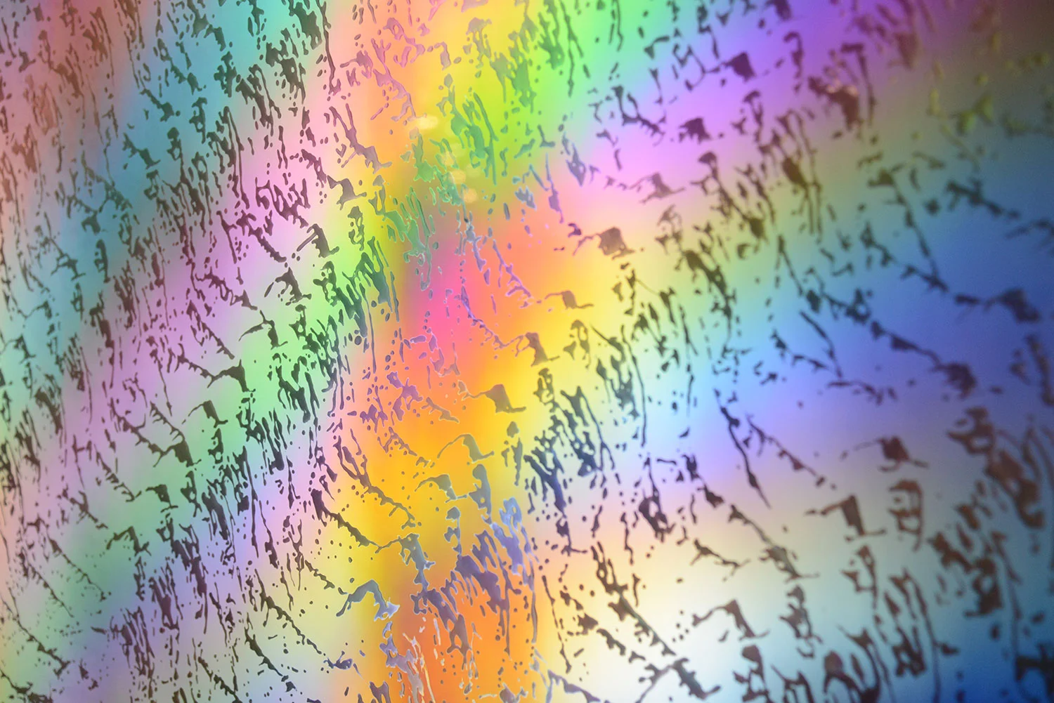 detail of LCD 55.4 2015 plastic resin on plastic with polarization lenses in LED lightbox frame 27 ¼ x 48 ¼ x 2 ¾ inches