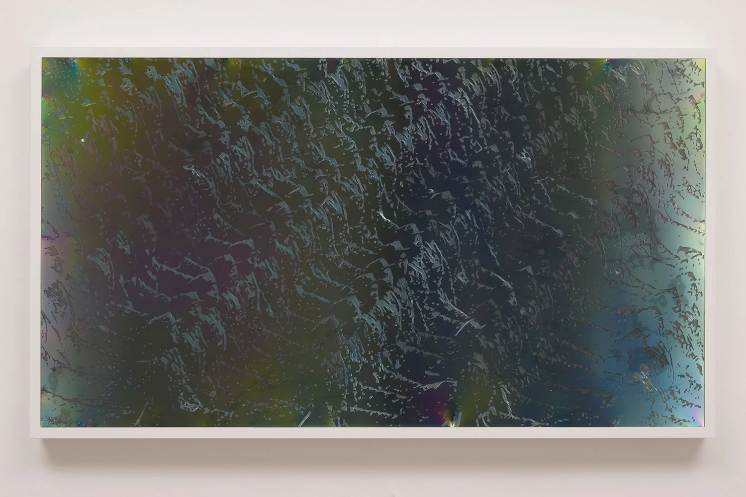 LCD 55.4 2015 plastic resin on plastic with polarization lenses in LED lightbox frame 27 ¼ x 48 ¼ x 2 ¾ inches