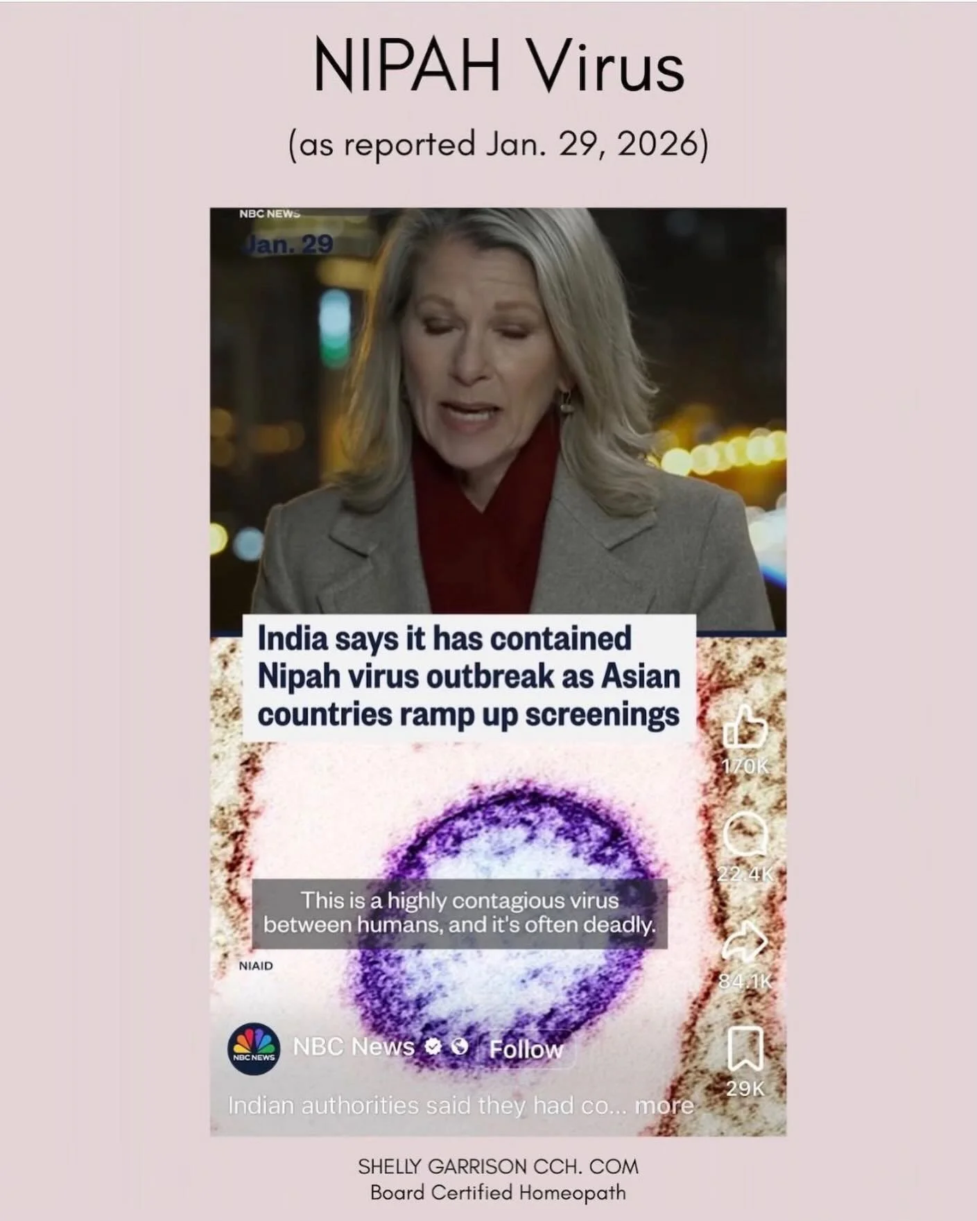 NIPAH Virus - in the news Jan. 29, 2026.

.

Meanwhile, let&rsquo;s see what Homeopathy can do. 

.

To clarify cases currently are in the West Bengal region of India. No cases seen in the continental USA to date, but the - problem > fear > sol