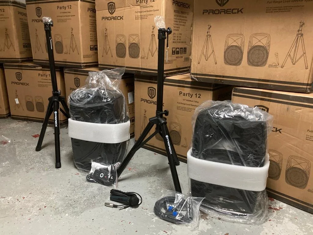 NINE SETS OF SPEAKERS WITH EMERGENCY BATTERY BACK-UP 