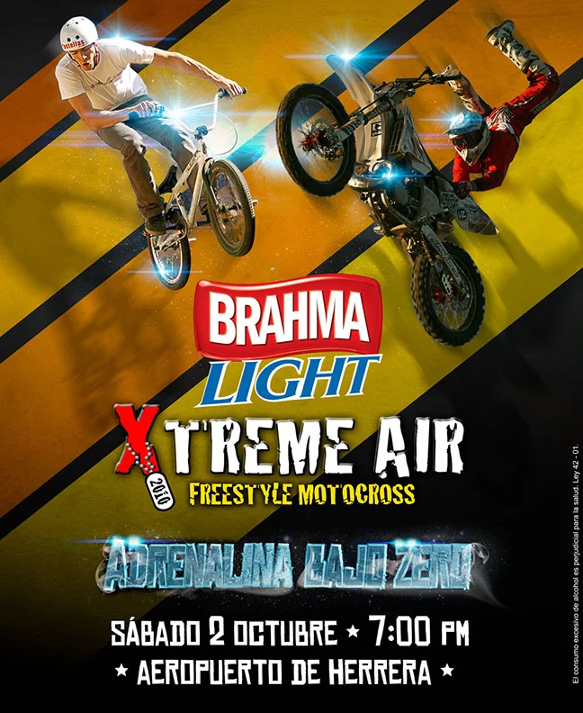 Sponsored event for a motocross show in Santo Domingo presented by Brahma Light.