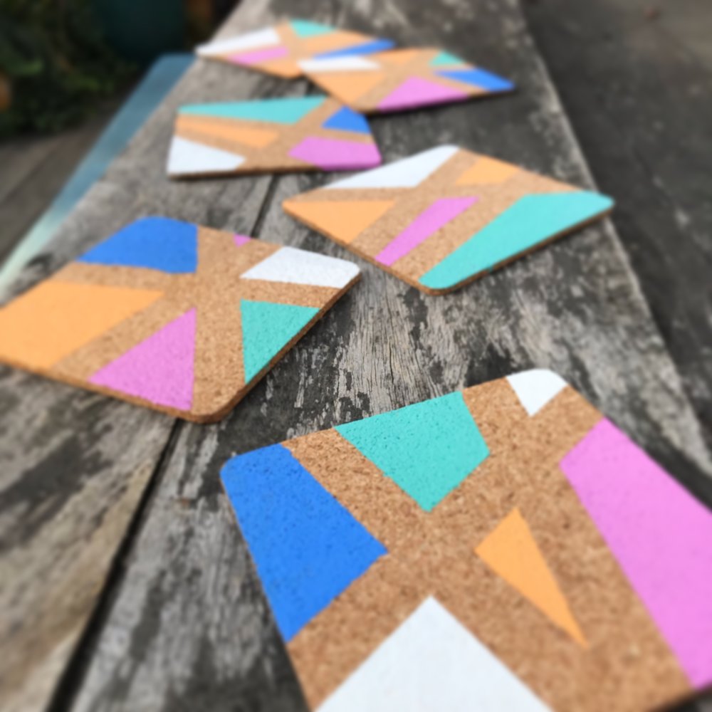 DIY Color Blocked Cork Coasters