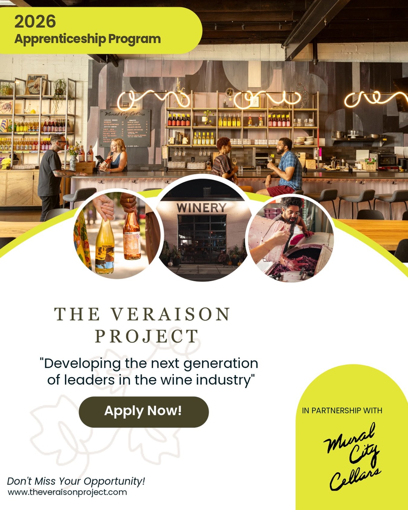 When community meets opportunity. We are so proud to support @theveraisonproject as they expand their apprenticeship program to the East Coast! 

They&rsquo;ve landed in a special spot: @muralcitycellars in Philadelphia. Located in the heart of Fisht