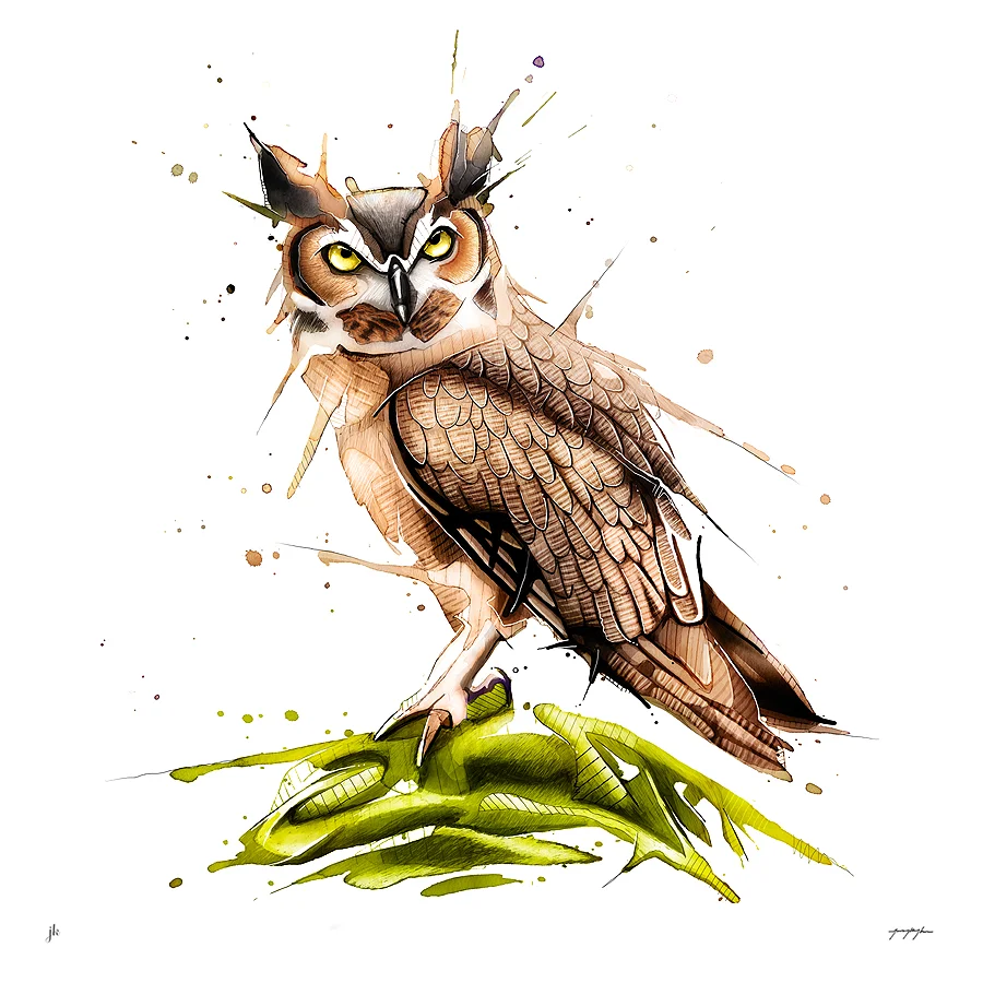 Great Horned Owl. By Jeremy Kyle / Artist — Buy Limited Edition Print