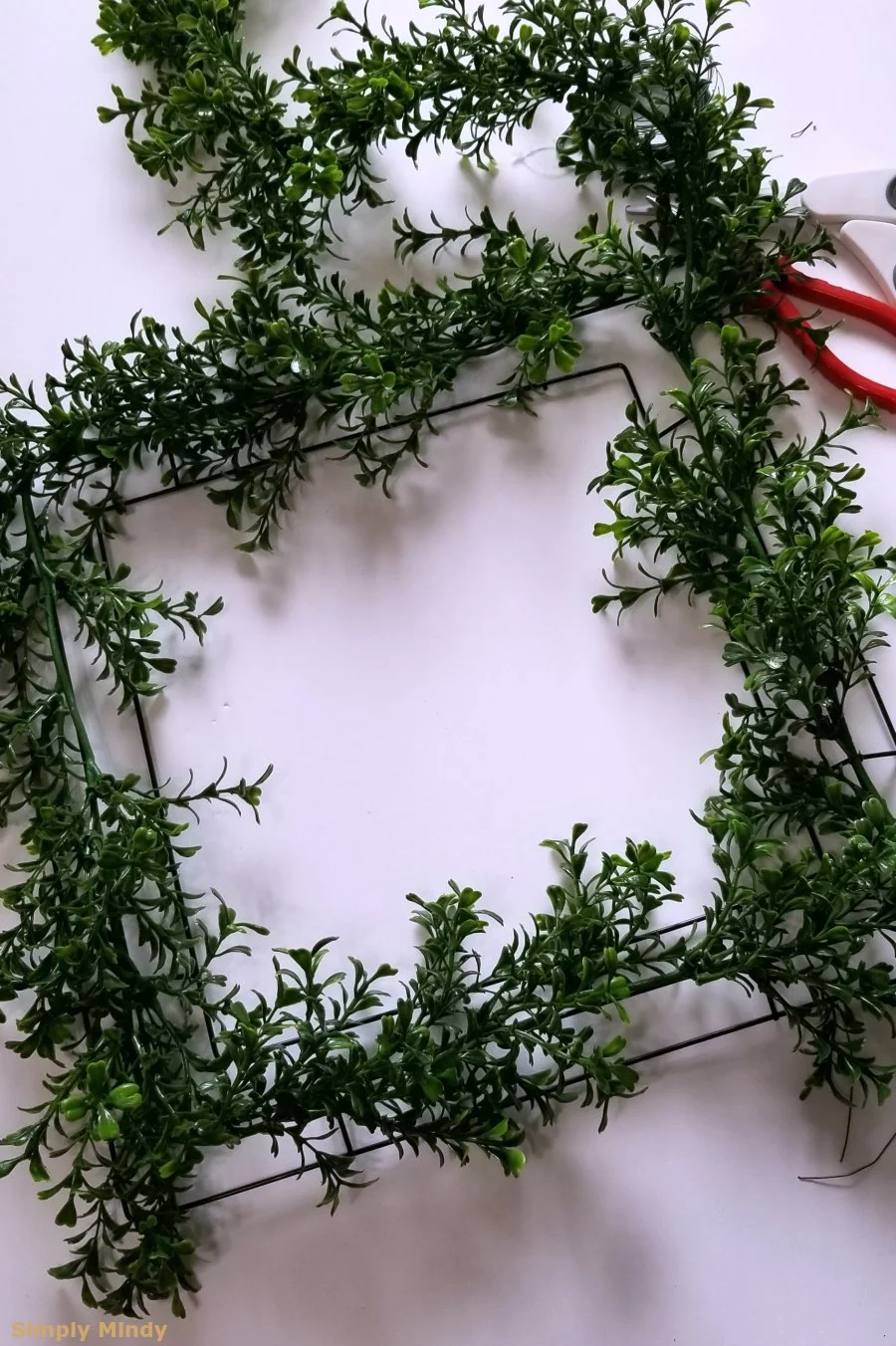 This is what it looked like after the first garland was attached.