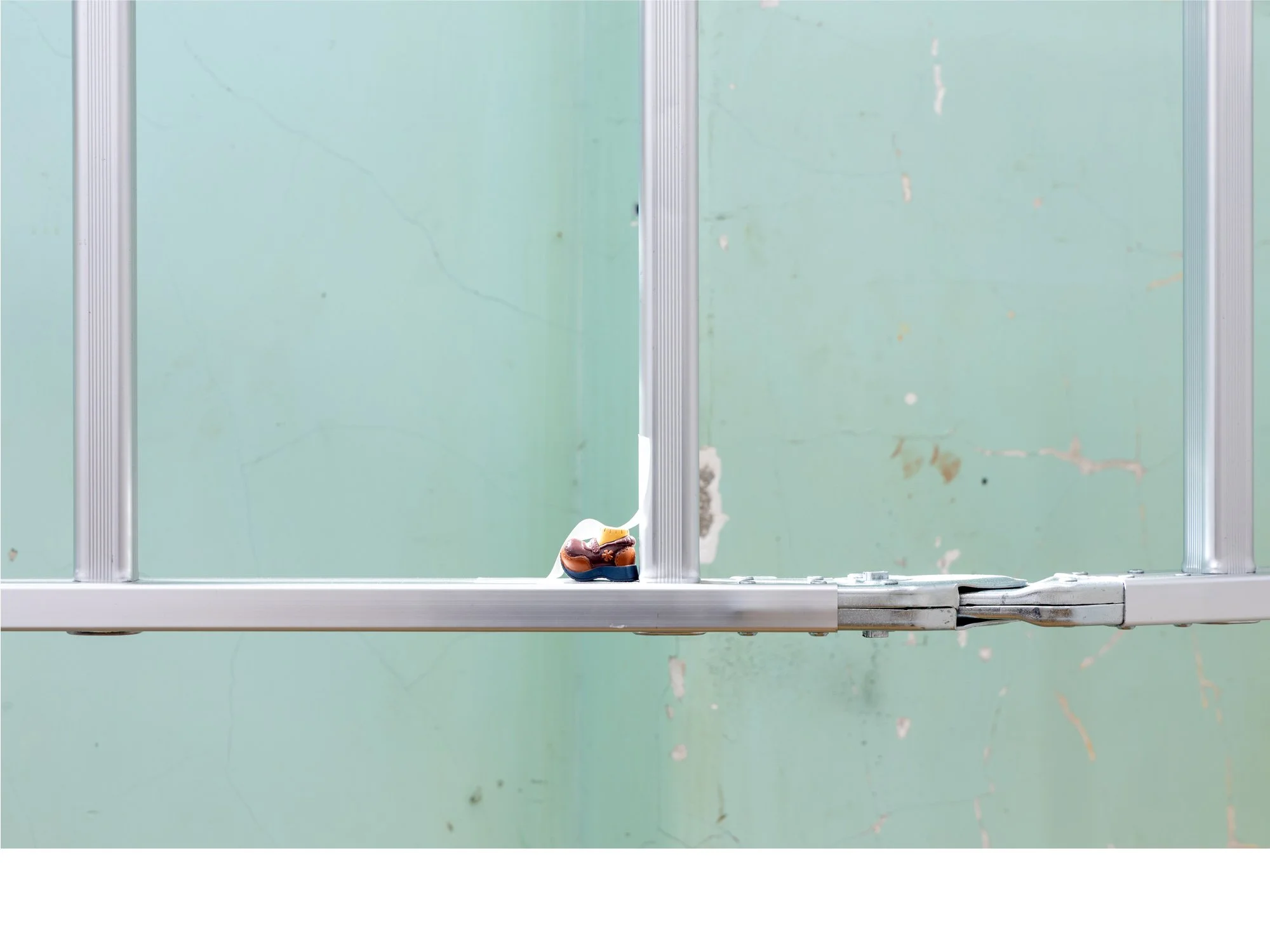 brown-flower-shoe-ladder-green-wall.jpg