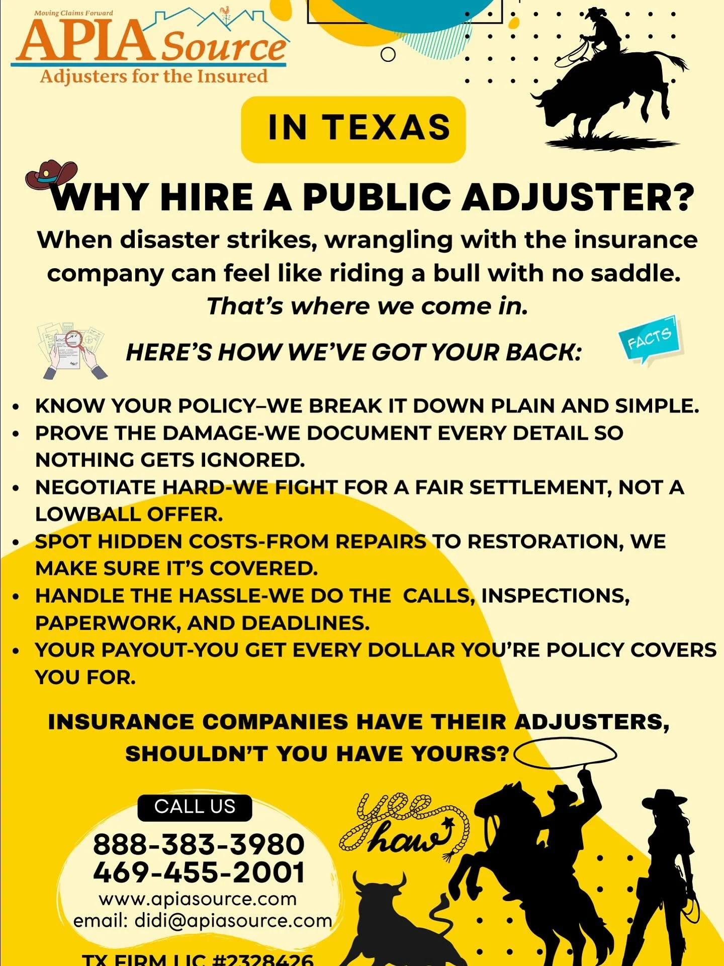 Hiring a Texas Public Adjuster for your insurance claim. 

#TexasHomeowners
#InsuranceHelp #StormDamageSupport #ProtectYourHome
#InsuranceMadeSimple #WeWorkForYouNotTheCarrier #HomeClaimHelp #PolicyholderFirst #PublicAdjuster #publicadjustertexas
#In