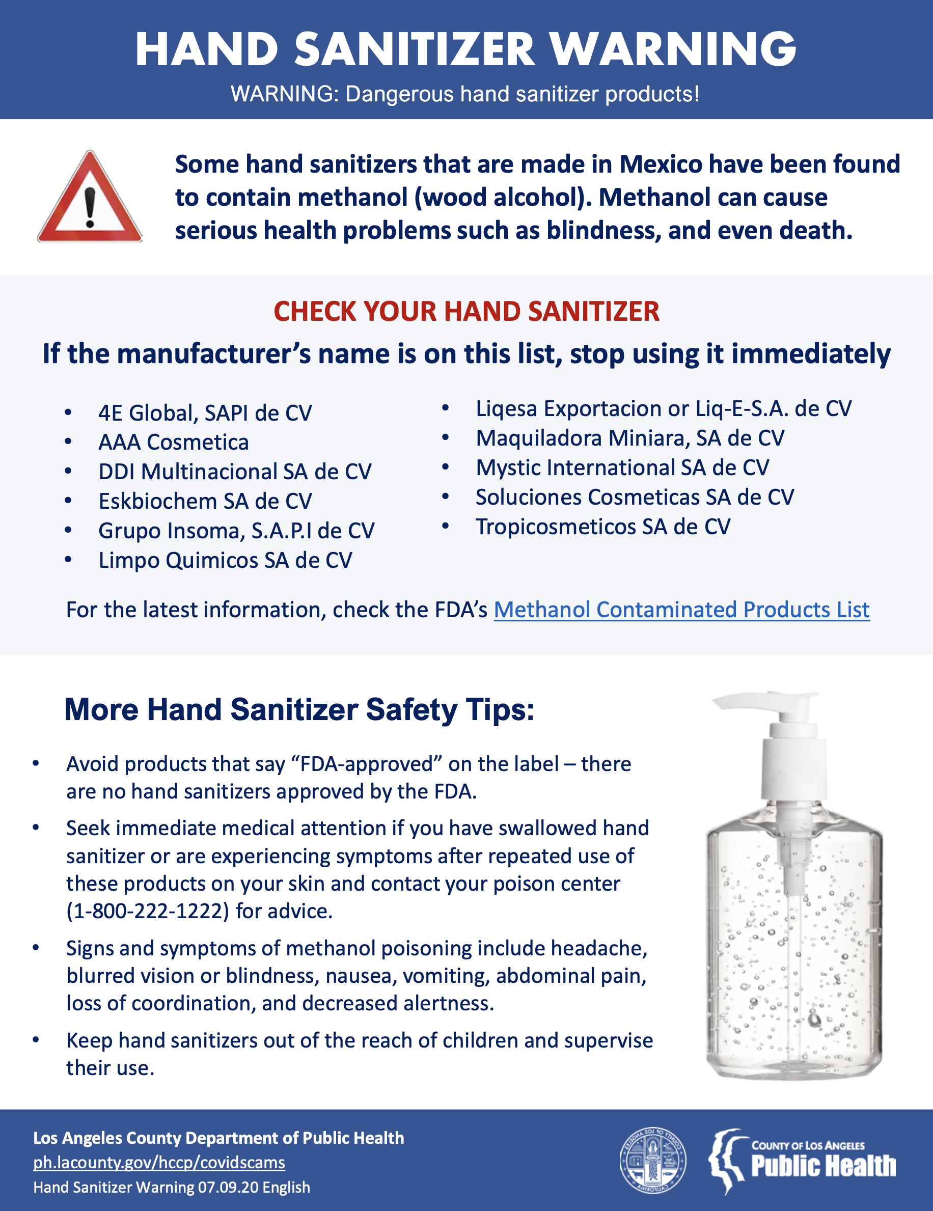 Hand Sanitizer Warning