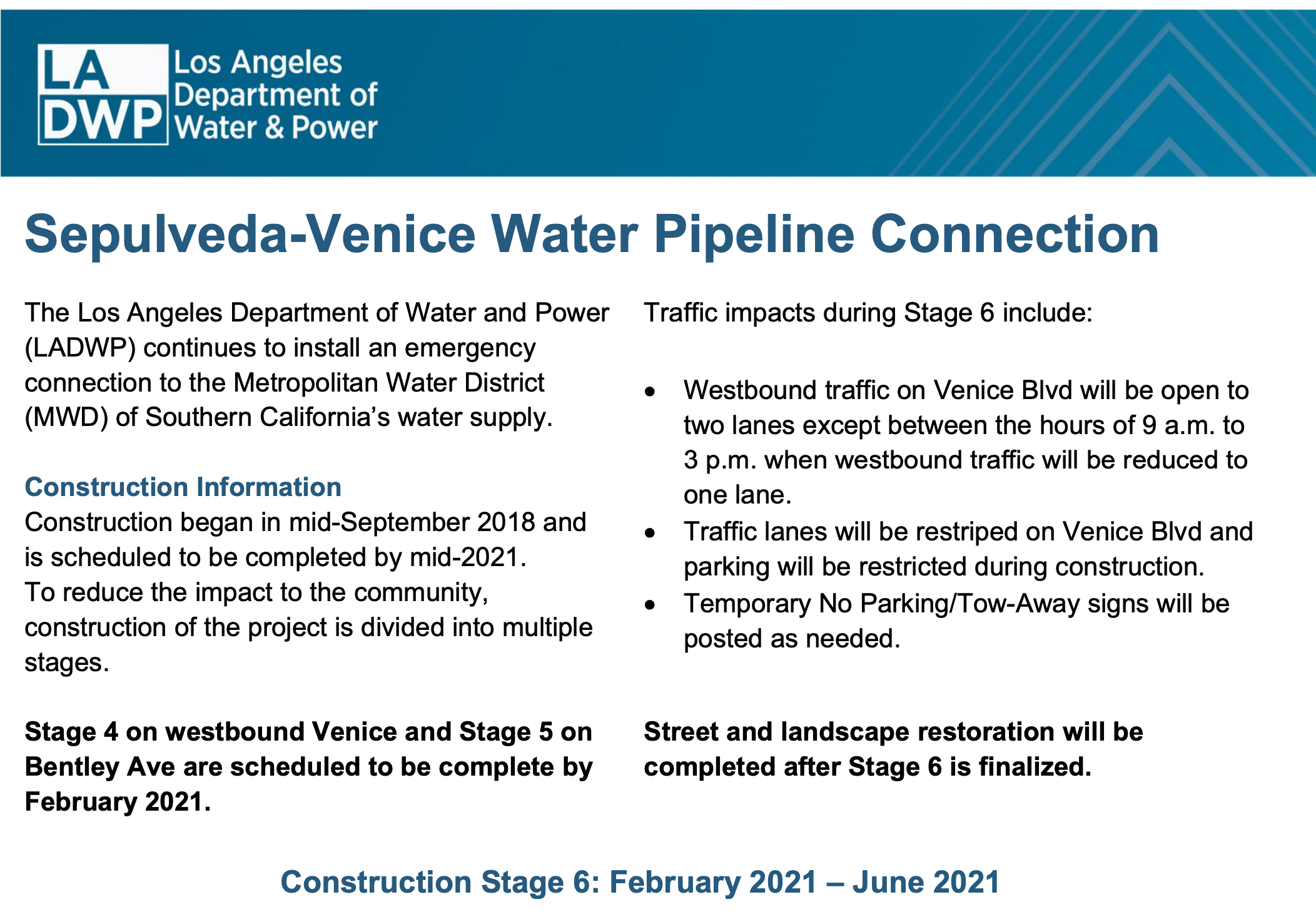 Sepulveda-Venice Water Pipeline Connection