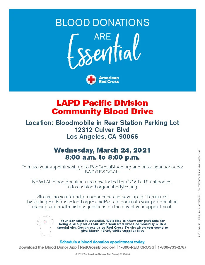LAPD Pacific Division Community Blood Drive