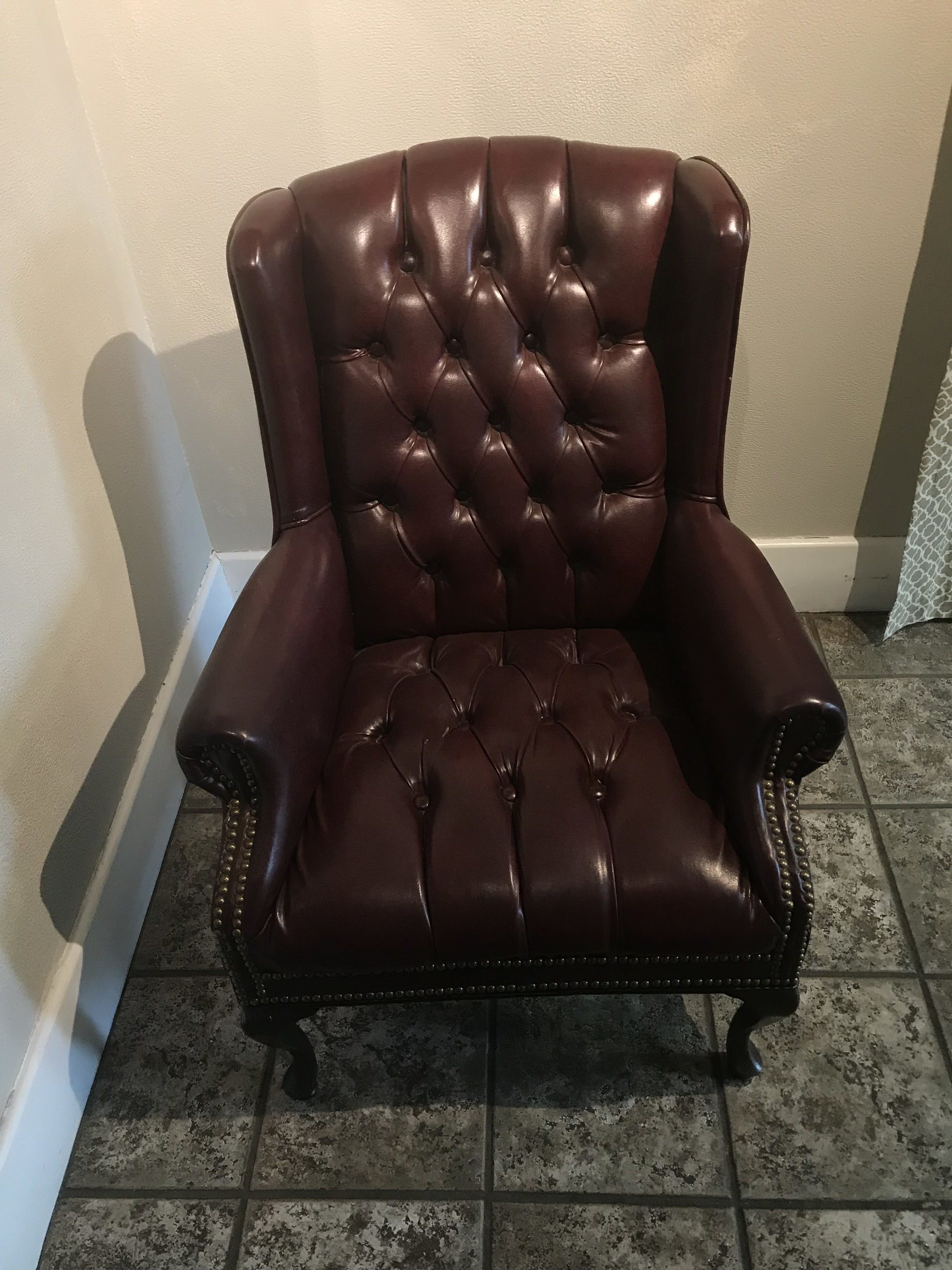 Leather Tufted Wingback Chair