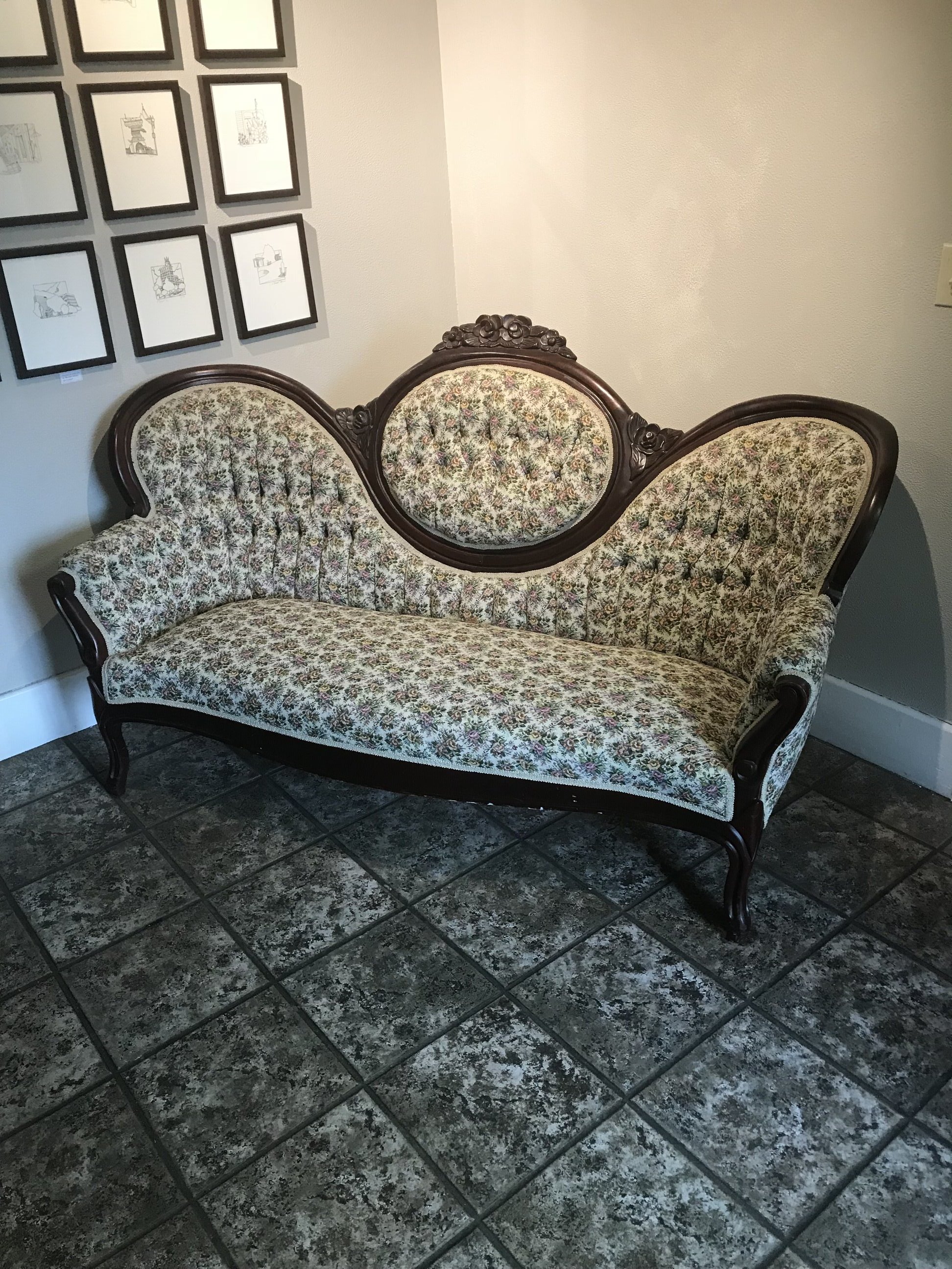 Victorian Floral Settee