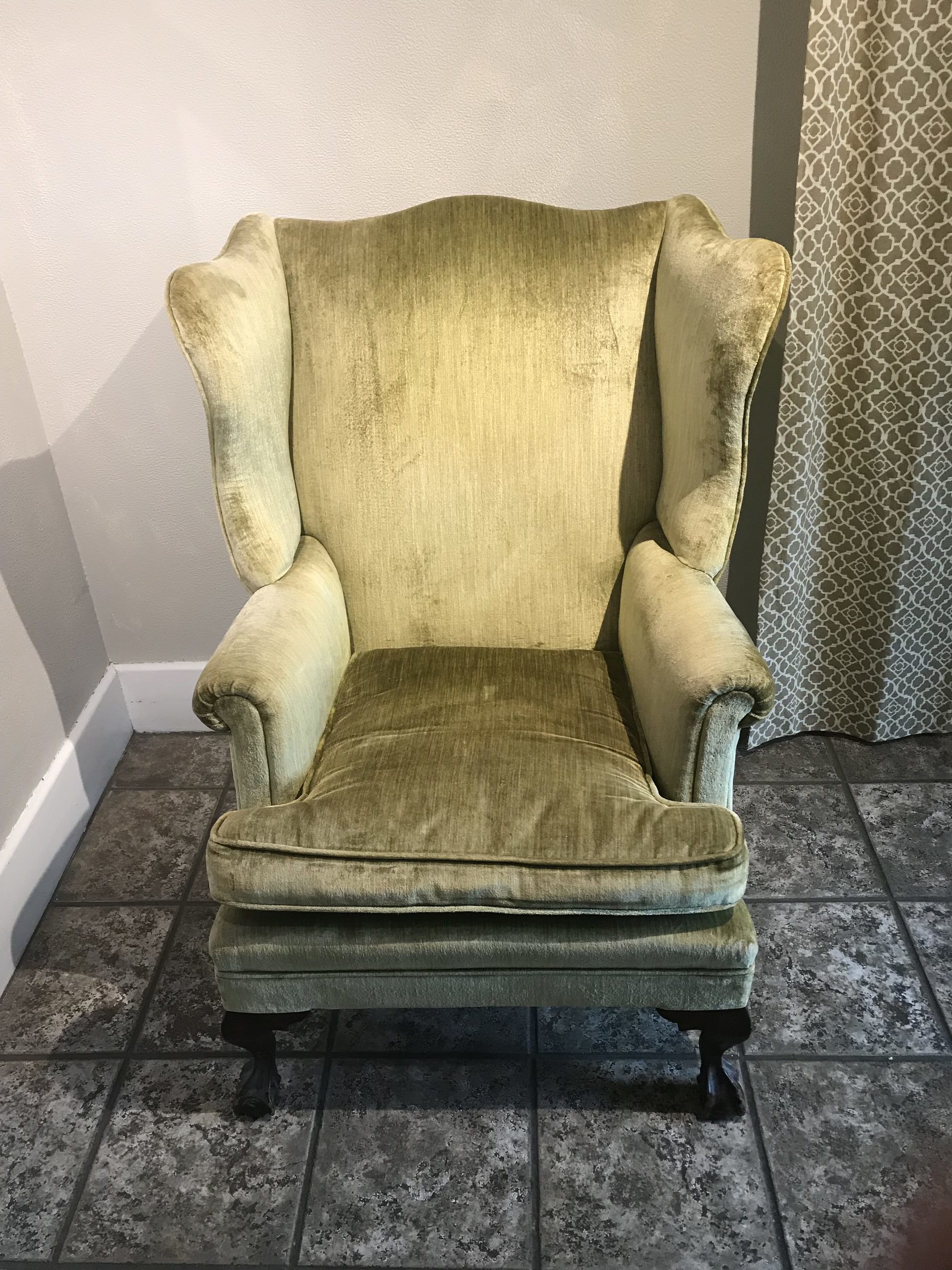 Lime Velvet Wingback Chair