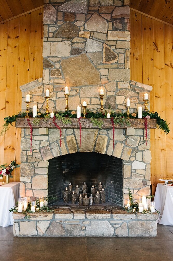 Spring_Wedding_Claxton_Farm_Reception_Fireplace_Mantle_Gold_Candles.jpg