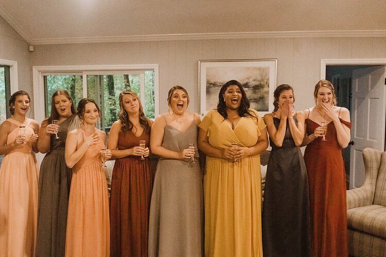 We love this photo of the wedding party seeing the bride for the first time. You can feel their excitement and pride.  These expressions are priceless!! 
.
📷: @hopemullett 
.
#carolinaloveevents #ashevilleweddingplanner #avlweddingplanner