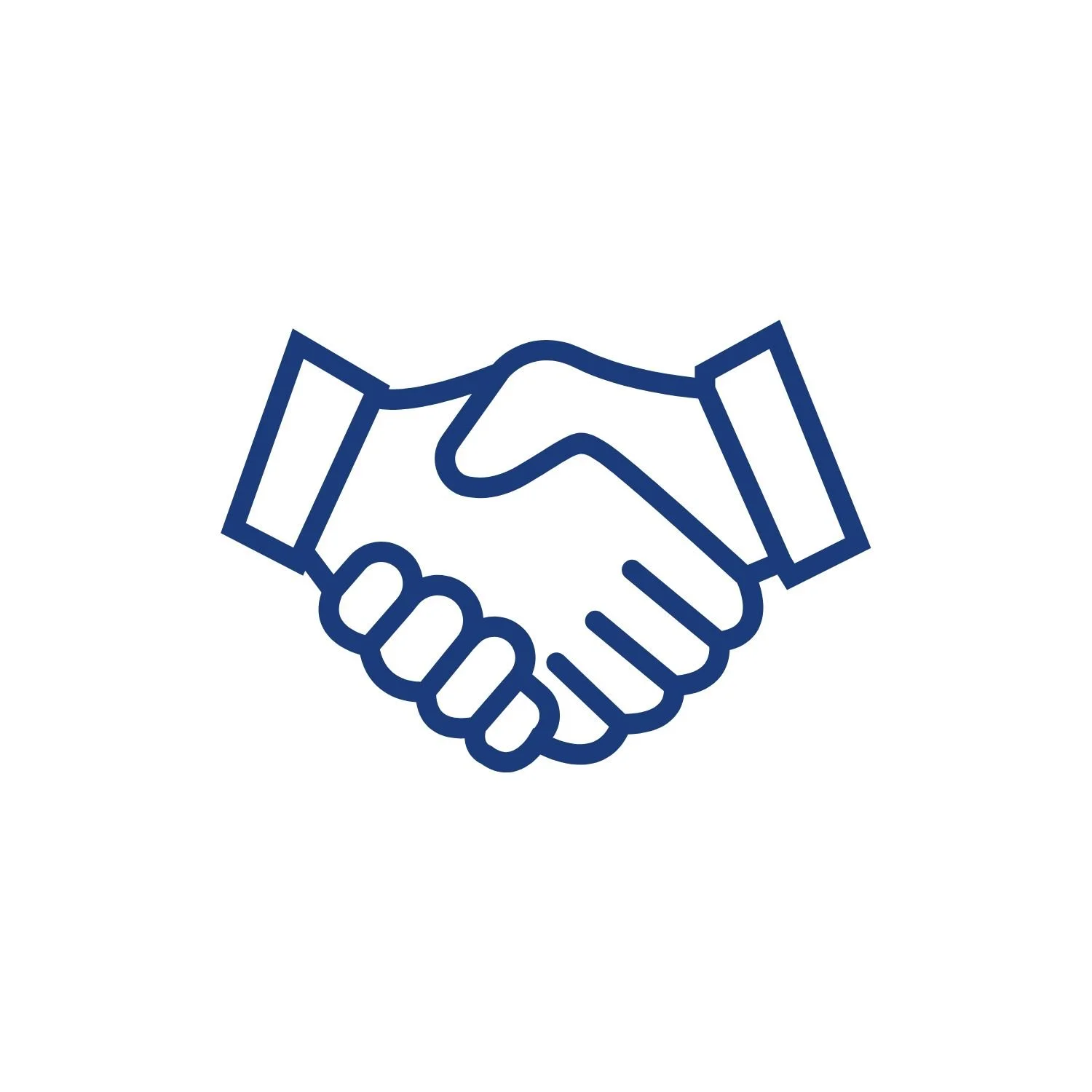 blue icon of shaking hands