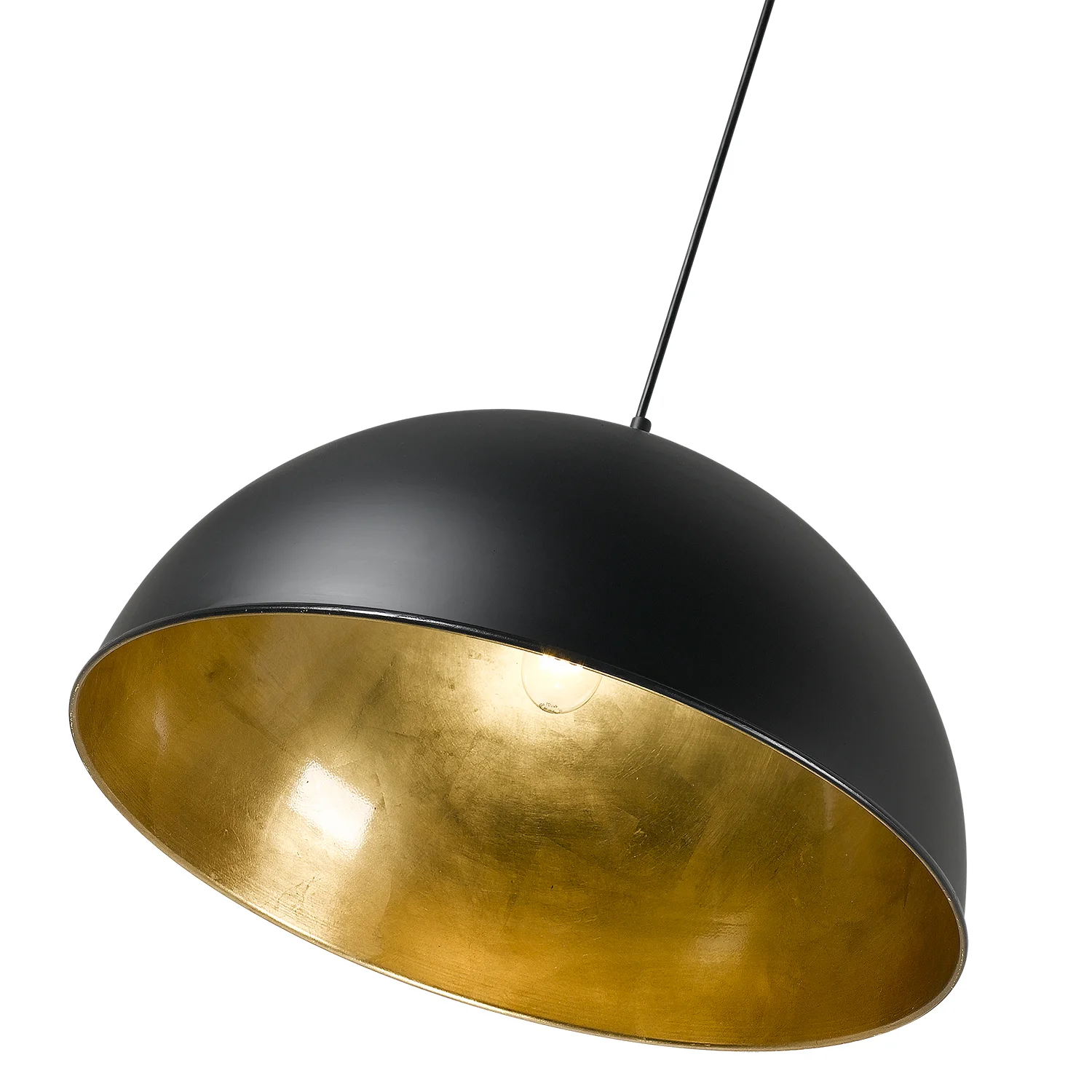 Black-Gold Leaf Dome Medium light