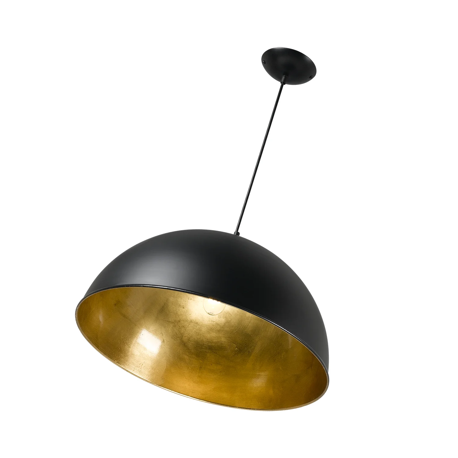 Black-Gold Leaf Dome Medium light