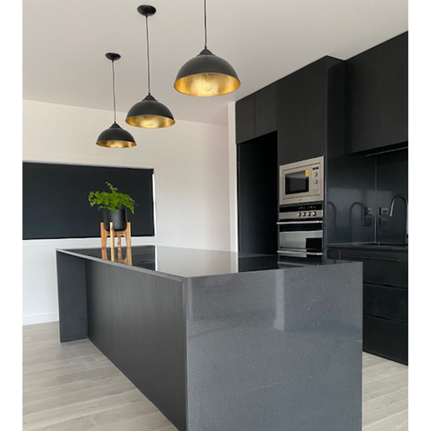 Our Gold Leaf Domes look amazing in this stunning kitchen by @elevatehomesnz.