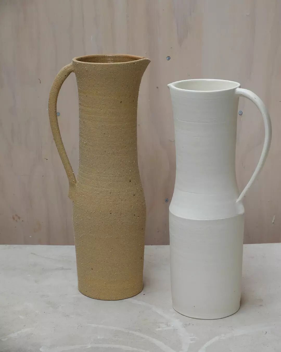 The spring birds have all returned
  and their song drifts from every tree-
Let's have another cup of sake
(Ryokan)

Tall slender jugvases in chalk and sand

@hi_kaukau

#poetry #claymaker #nzdesign