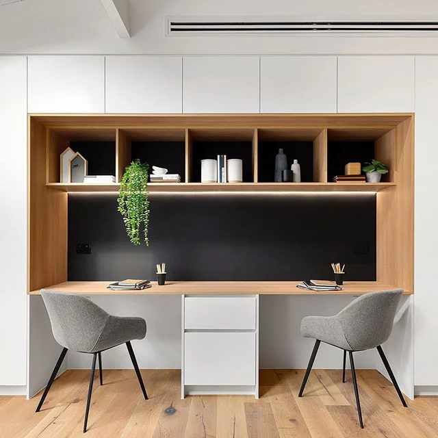 Simple yet elegant home office /study space for two. Design + Build by @cnc_constructions