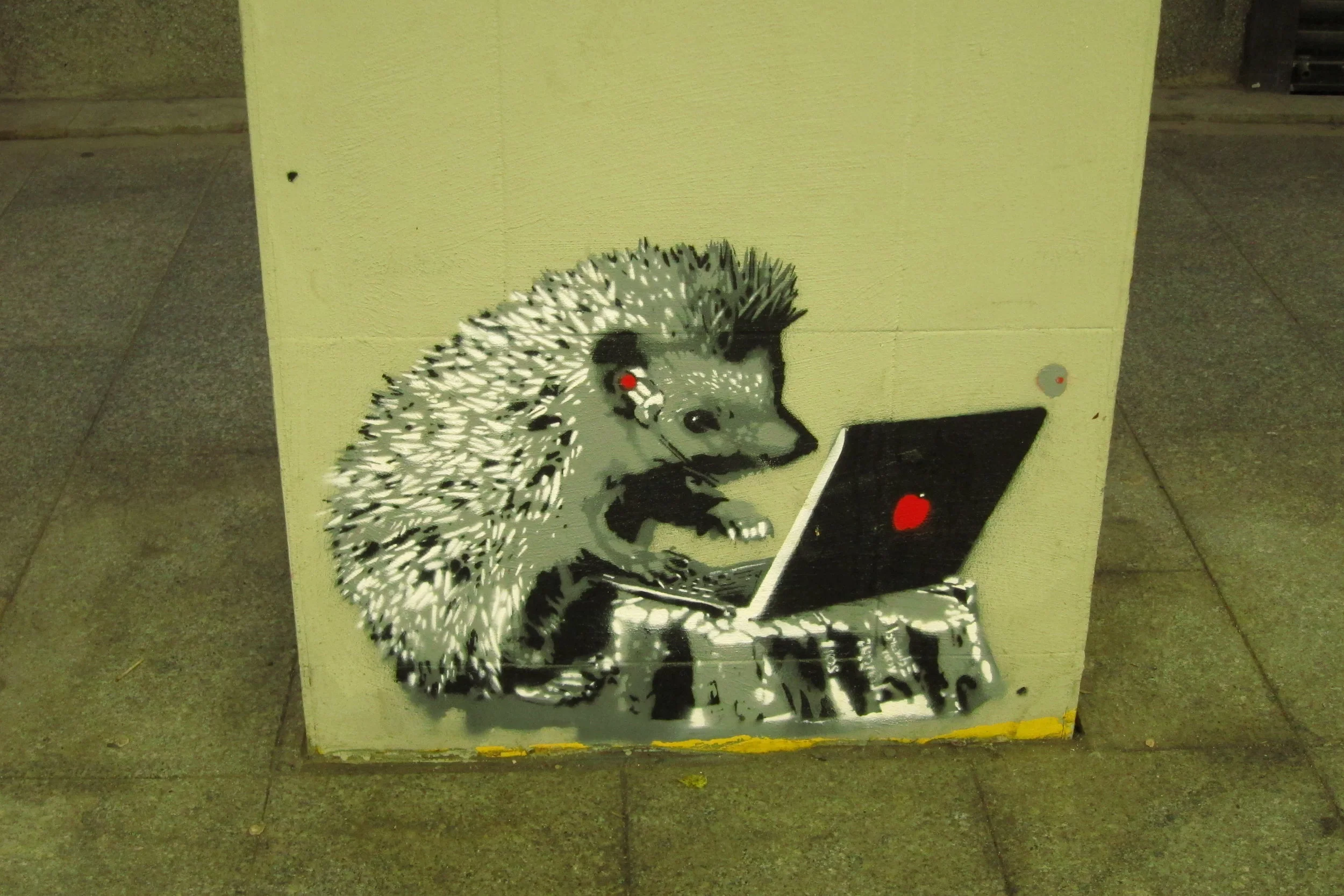 Hedgehog at work, Riga, Latvia, 5/29/2019