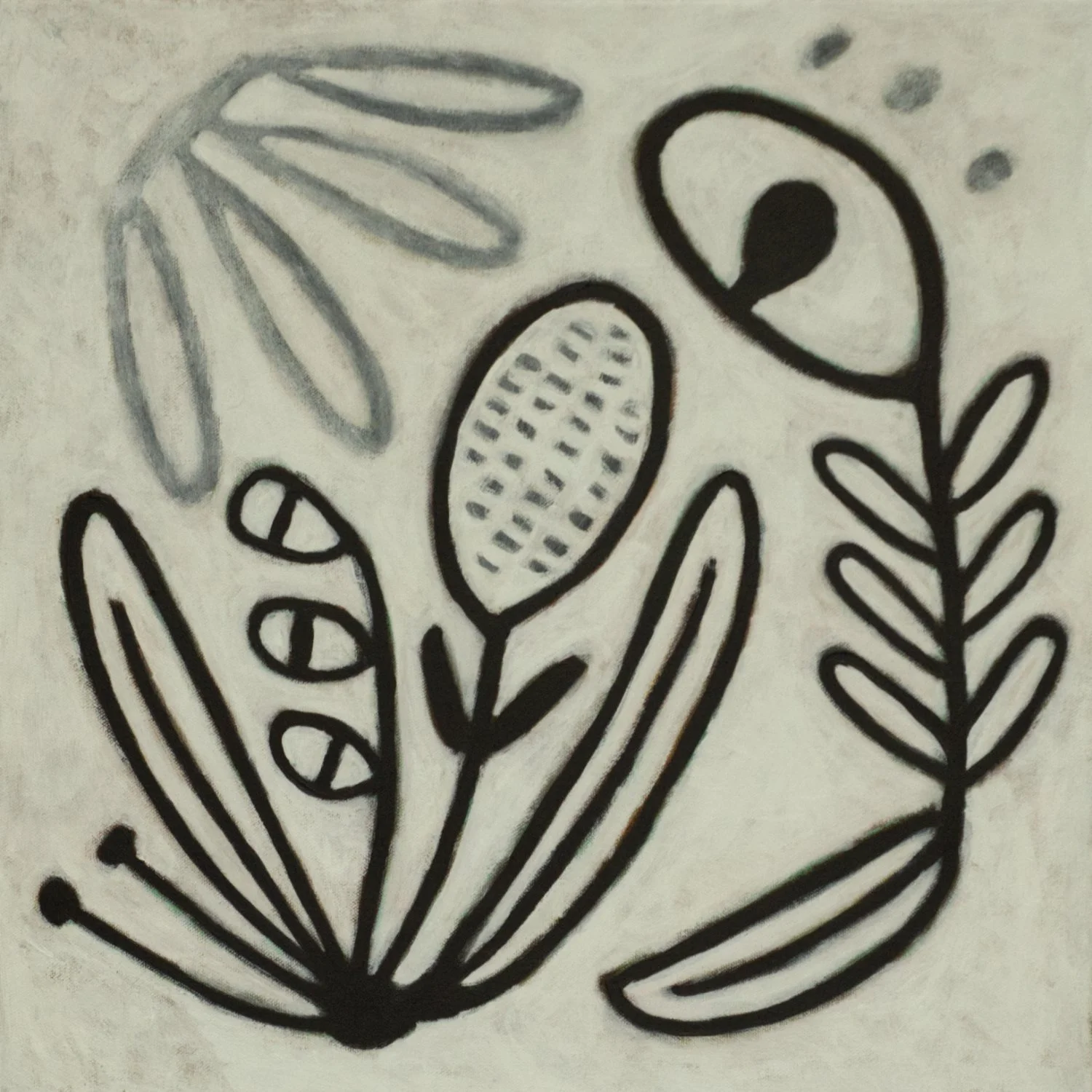 “Inside Voice”, 18x18”, acrylic on canvas, 2025