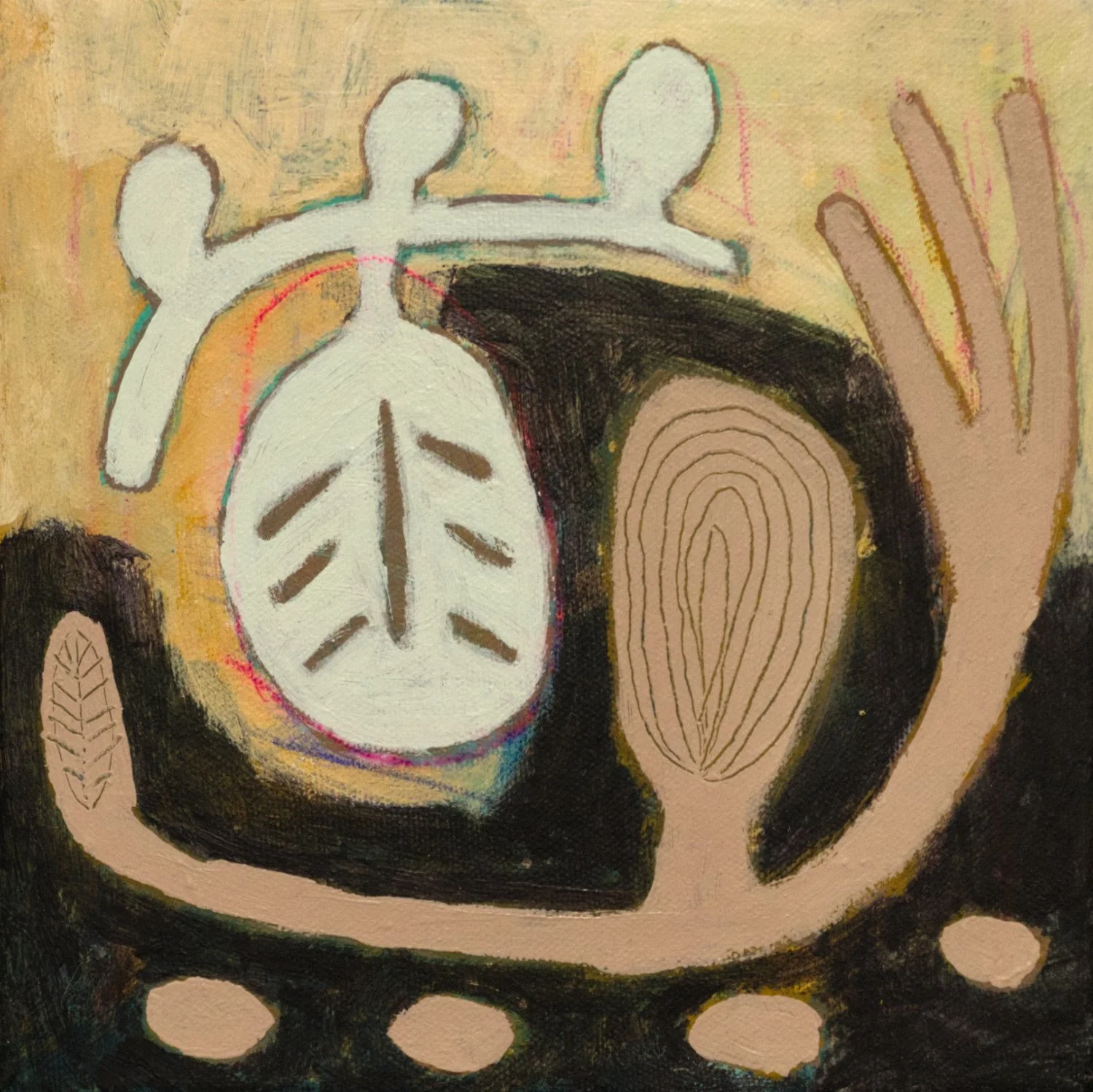 “Hug”, 8x8”, acrylic on canvas, 2025