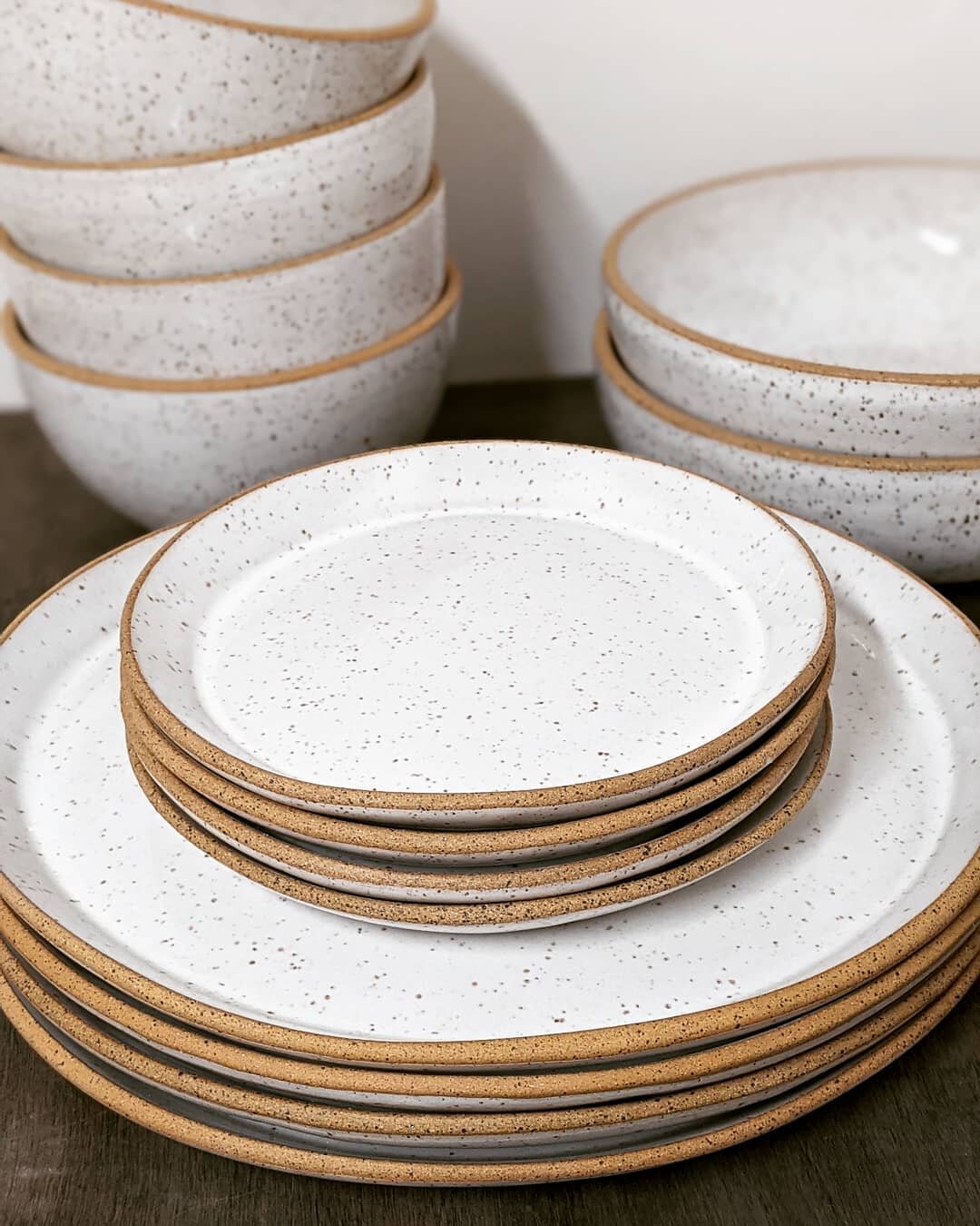 I've had lots of requests for multiple dinnerware sets in the last month, so along with selling sets individually, I'll be making a variety of larger sets available on my site made to order. 
.
This set includes four 10&quot; dinner plates, four 6&qu