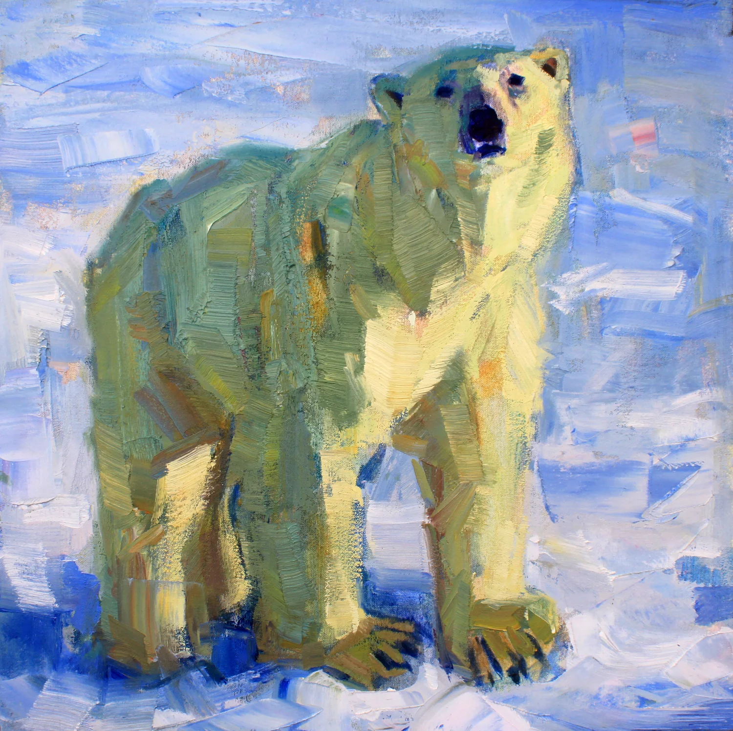 “Square Bear”, 20x20 inches, oil on canvas, SOLD
