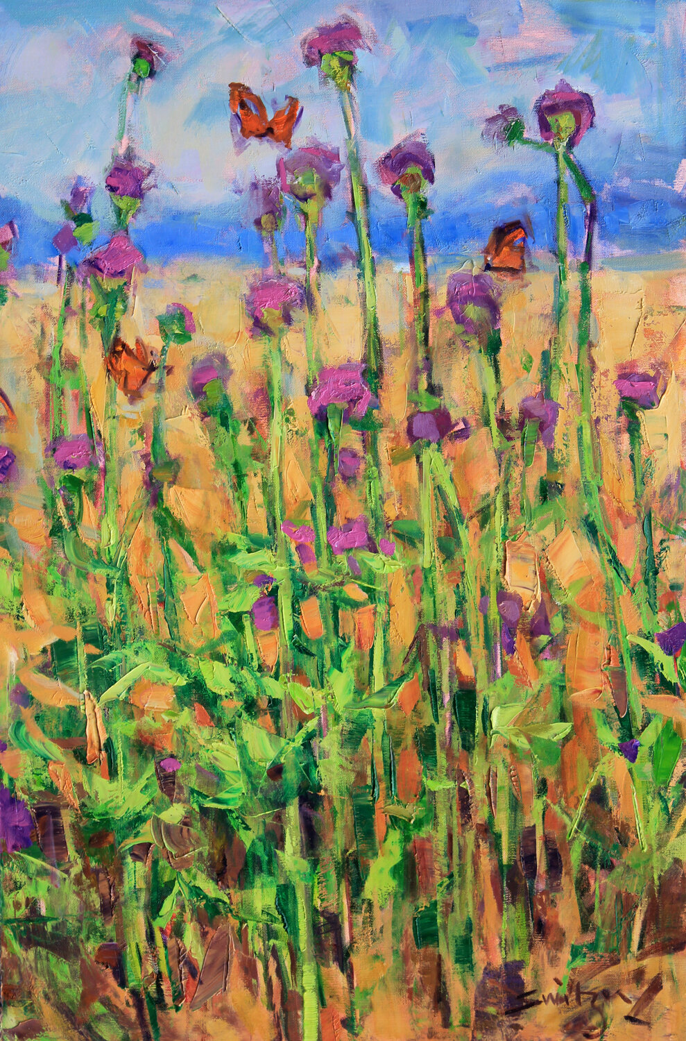 “August Thistles”, 36x24 inches, oil on canvas