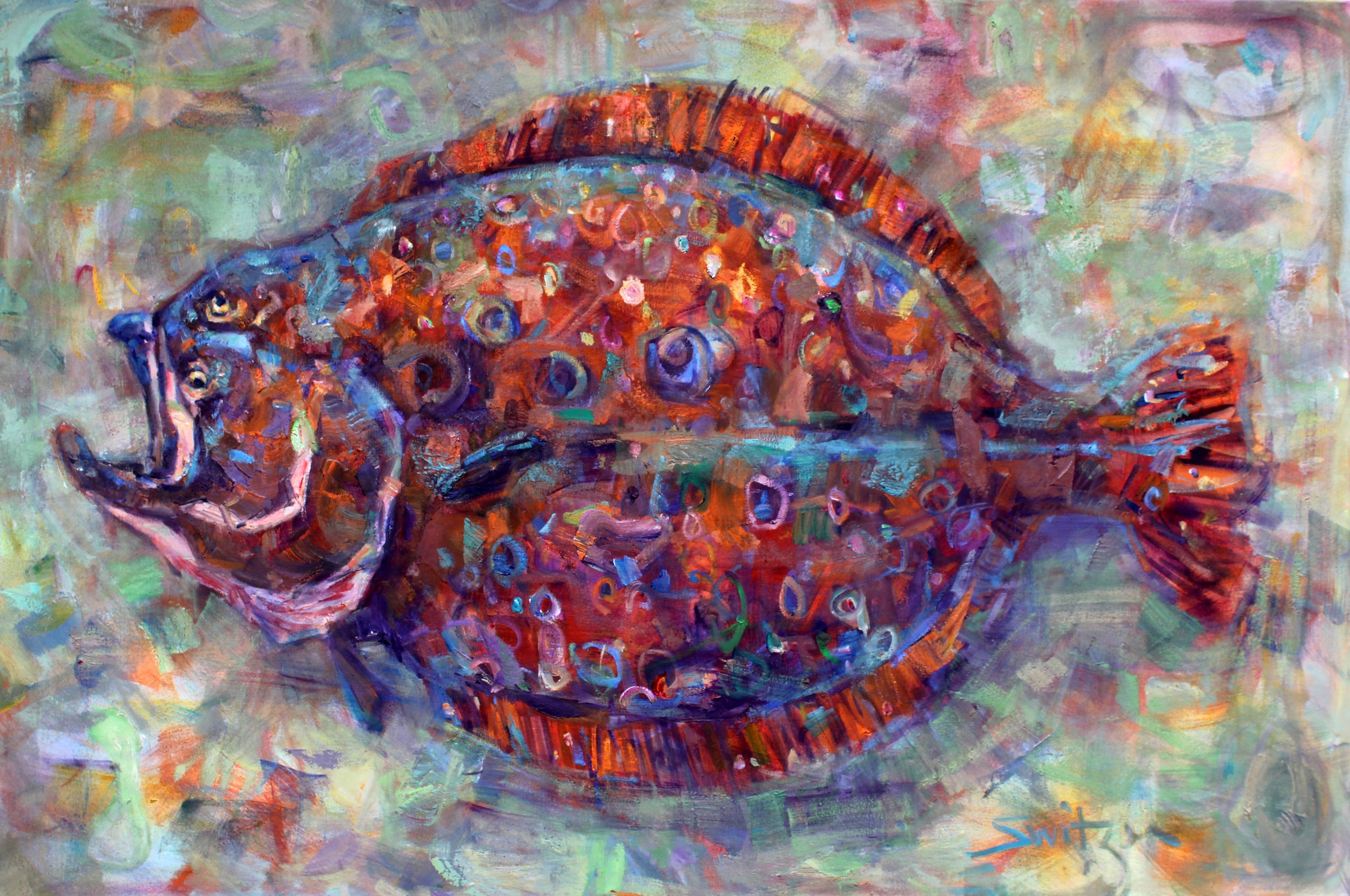  “Large Halibut,”                                                                            48x72 inches,                                                                                  oil on canvas                                                 