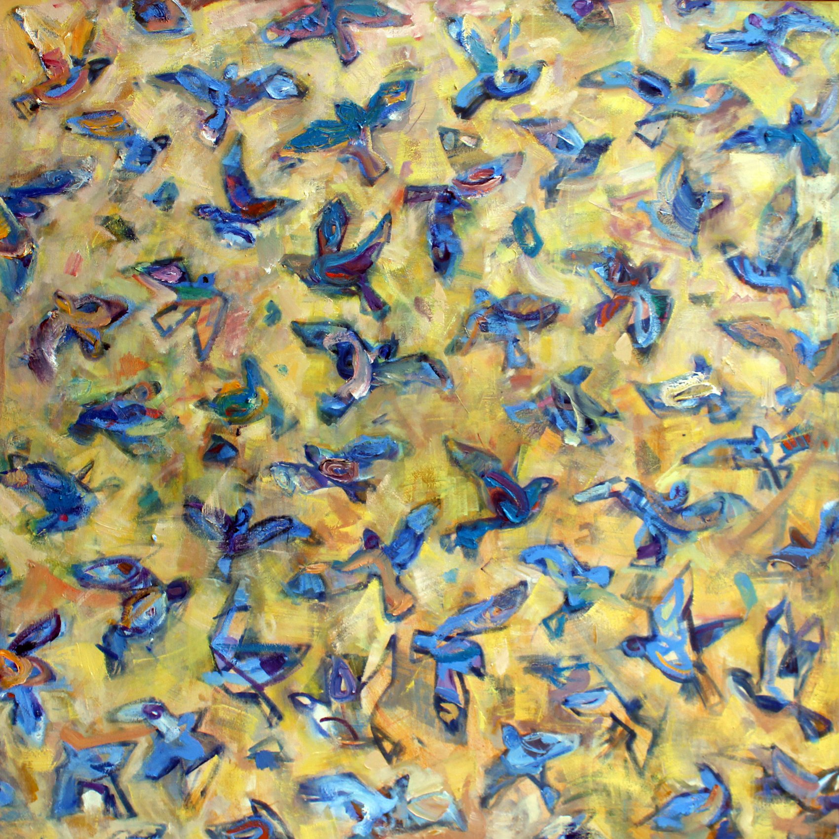  “Blue Birds,”                                                                                 60x60 inches,                                                                                  oil on canvas                                               