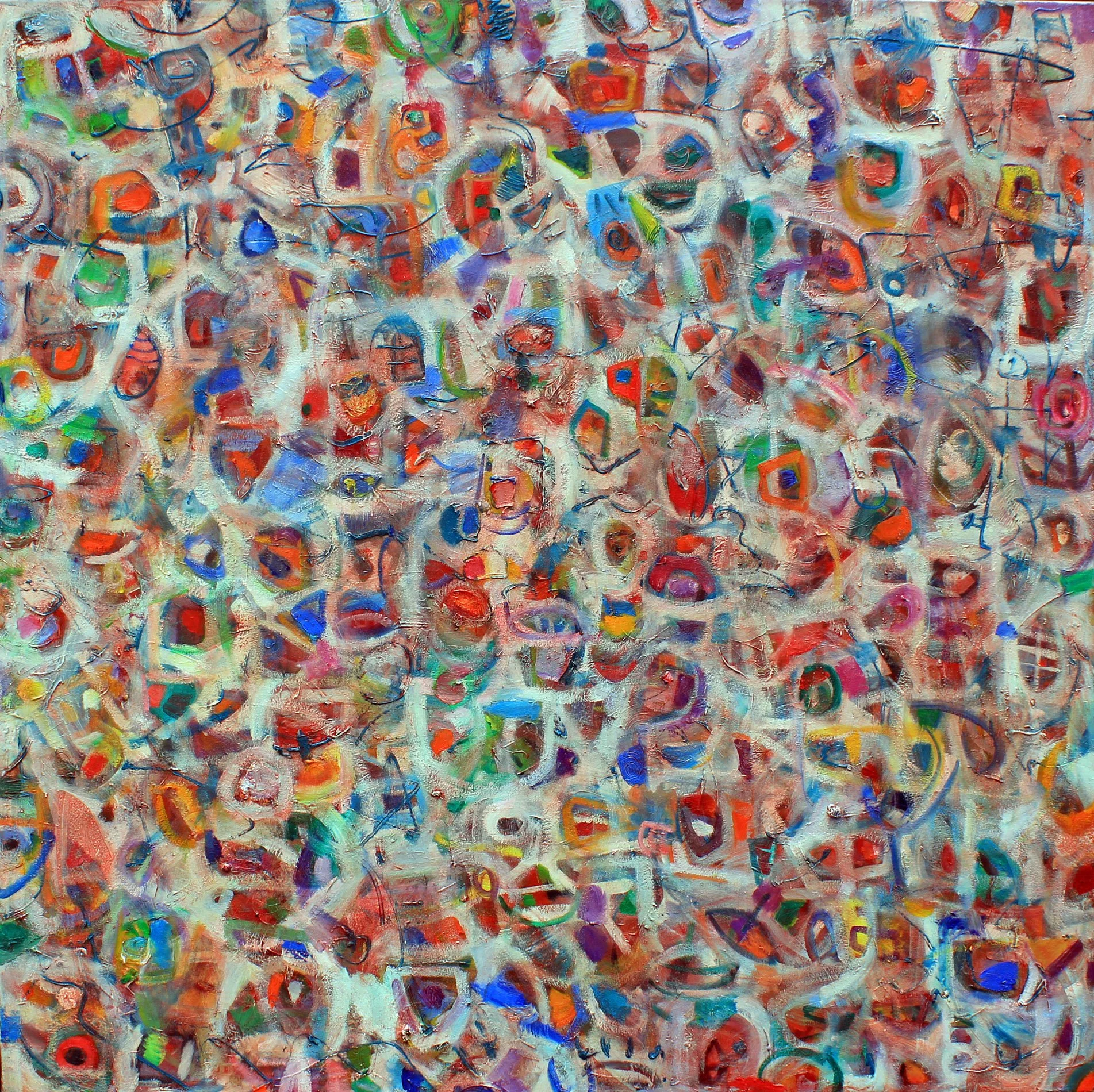  “Song Birds,”                                                                                            60×60 inches,                                                                                                oil on canvas                      