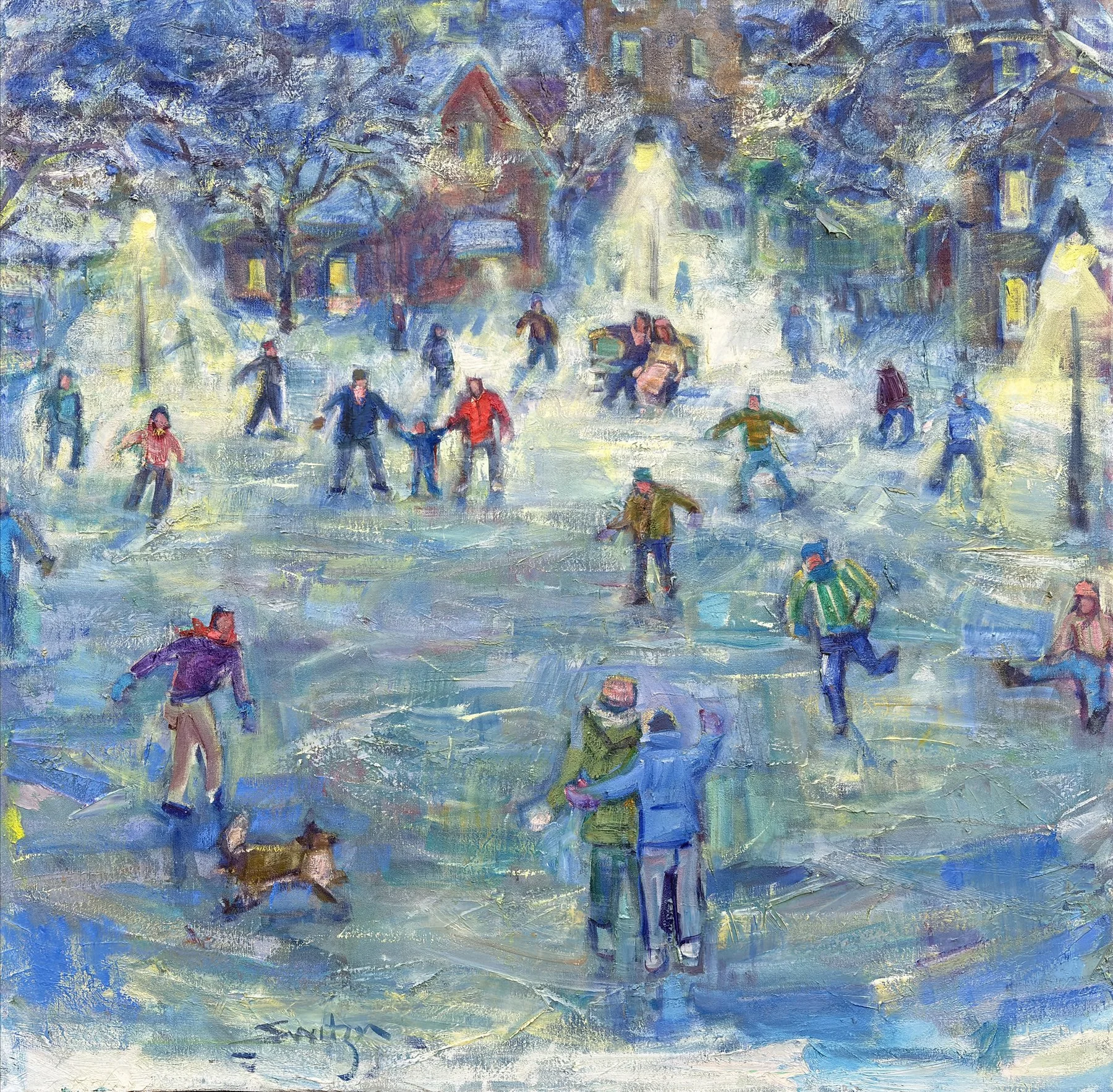  “Family Night”,                                                                                                      36×36 inches,                                                                                                      oil on canvas  Da