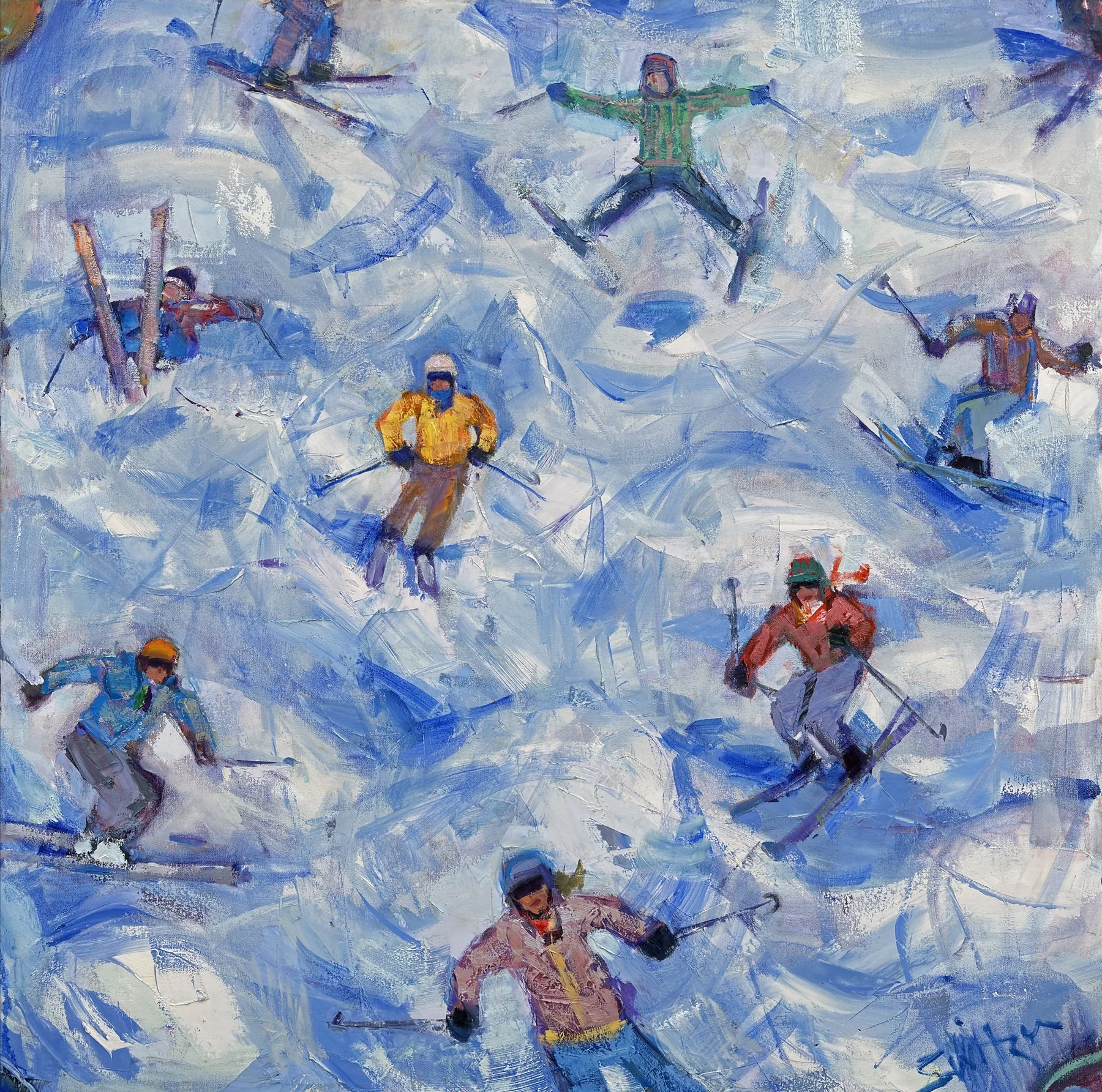  “Mogul Meisters”,                                                                                                      36×36 inches,                                                                                                      oil on canvas  