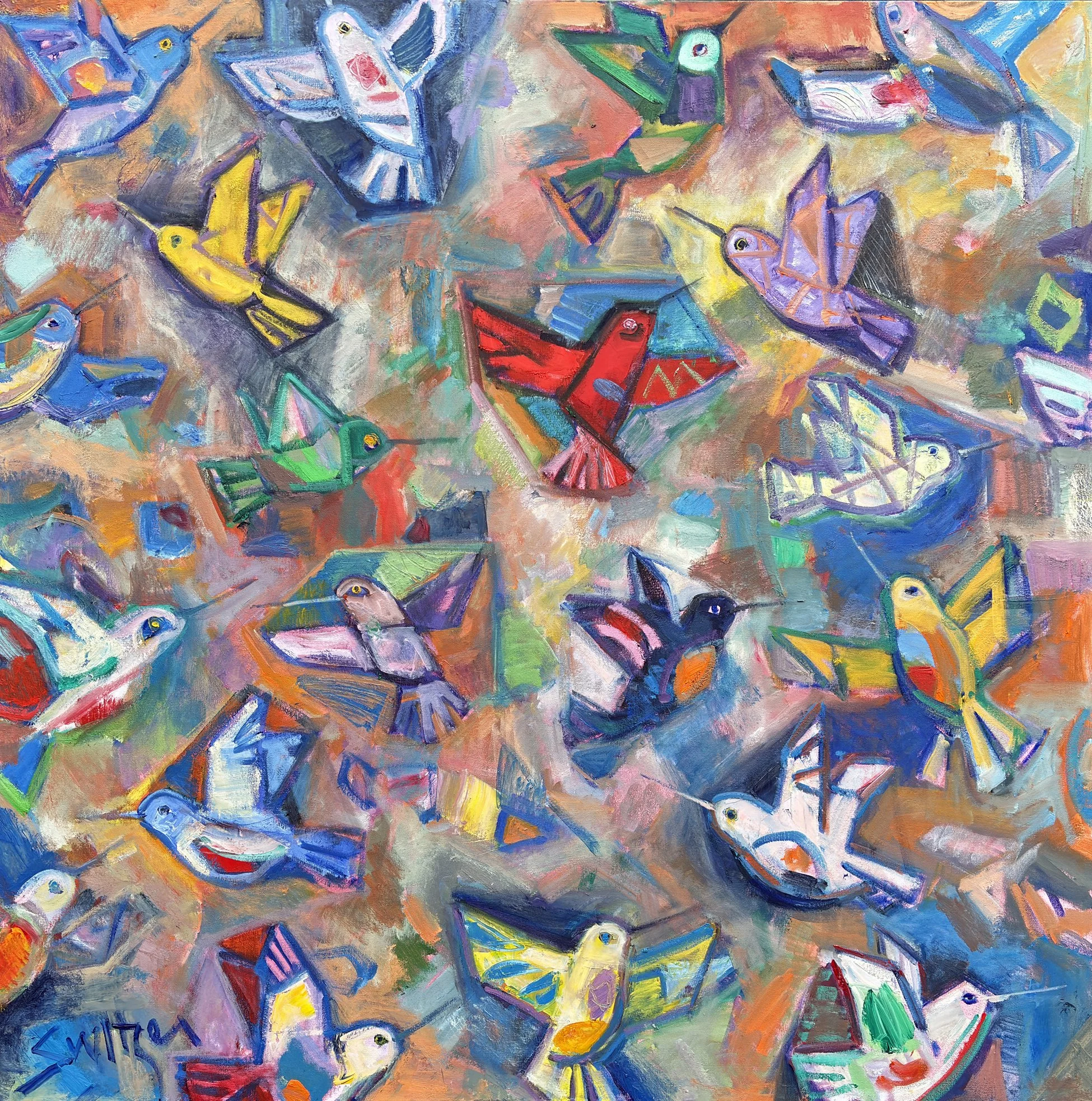  “Etha’s Kisses II”                                                                                      48×48 inches,                                                                                                                   oil on canvas  ‍S