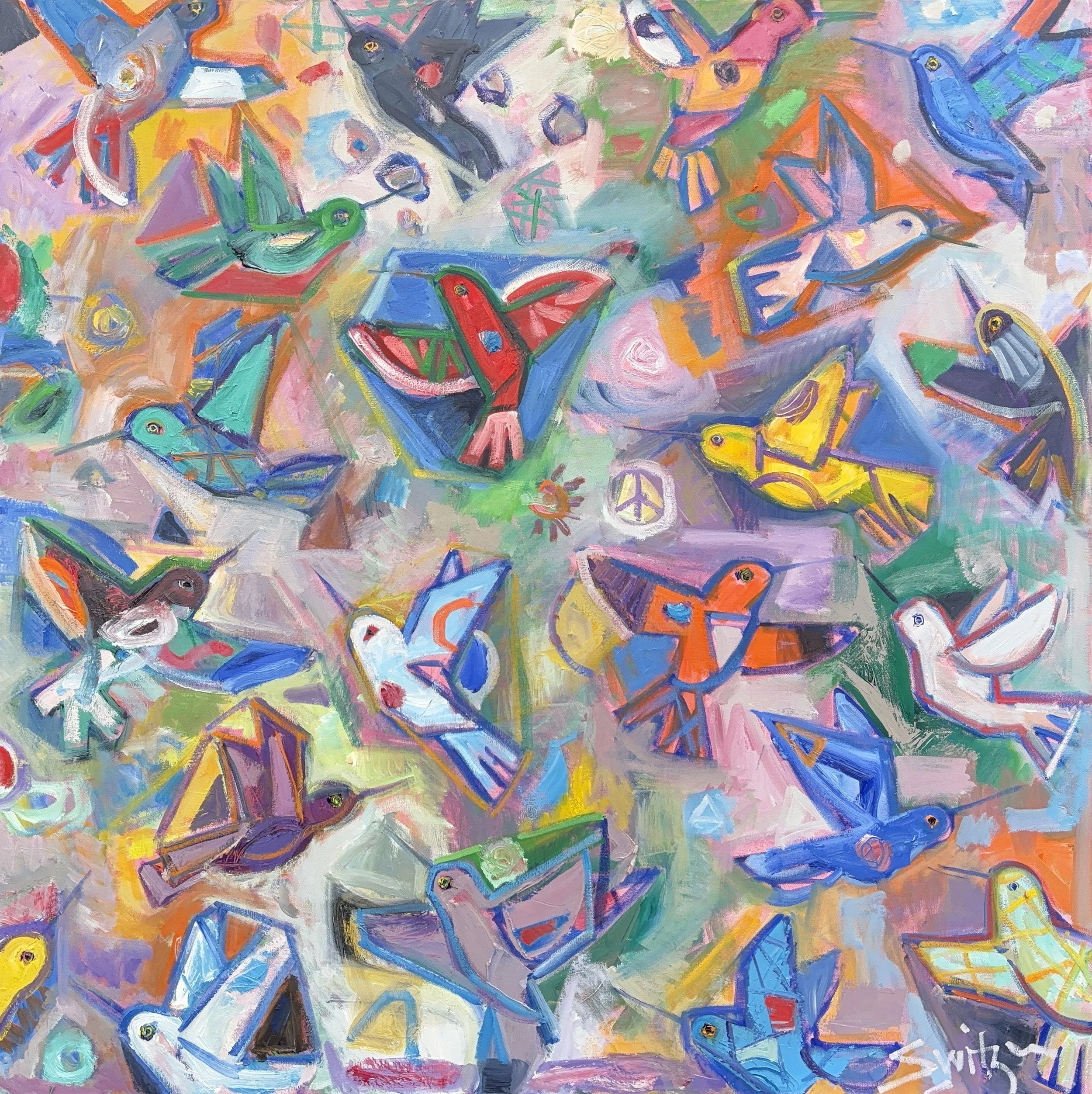  “Ethan’s Kisses III”                                                                                              48×48 inches,                                                                                                 oil on canvas  