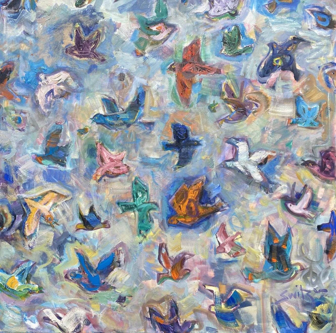  “Inner Clang,”                                                                                                   60×60 inches,                                                                                                    oil on canvas          