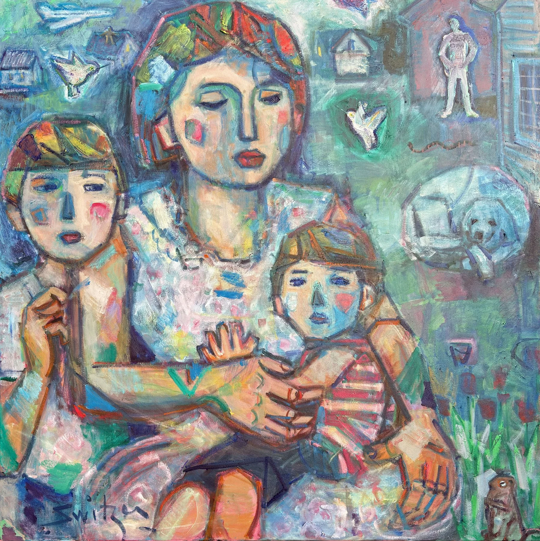  “Affinity”,                                                                                                   60×60 inches,                                                                                                    oil on canvas             