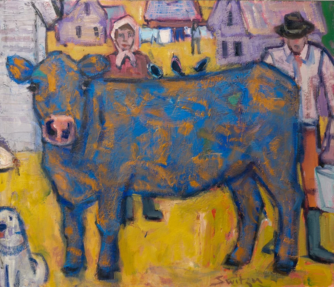  “Blue Heifer”,                                                                                               20×24 inches,                                                                                                  oil on canvas 