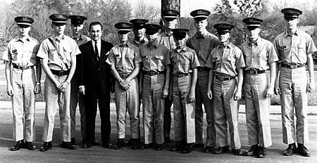 - Governor's Day - LWMA Campus - 1965 (left to right) Paul Woodard ('67), Samuel Chambers('65), Steve Huchko ('68), Gov. George C. Wallace, Thomas Bridges ('66), Mark Estopinal ('69), Rolf Sasser, Louie Hayes, Jr. ('67), Charles Rickey, Omar Nagle, III ('66), Walter Hobson, Frank Richmond ('65), Wesley Bain ('67) Photograph contributed by Samuel Chambers ('65) 
