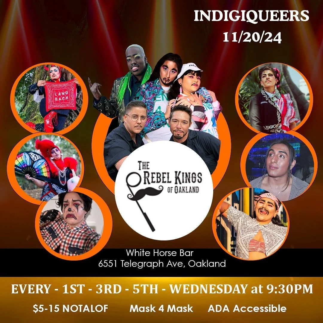 Can&rsquo;t wait to celebrate Indigiqueers THIS UPCOMING WEDNESDAY 11/20/24 at the @whitehorsebar 
Our cast includes...
@luke.modelo 
@pisse.pants 
@emjaymercury 
@enbeguiling 
@dinelasiren 
@papi.payaso 
Also honoring #TDOR 
Hosted by @emjaymercury 