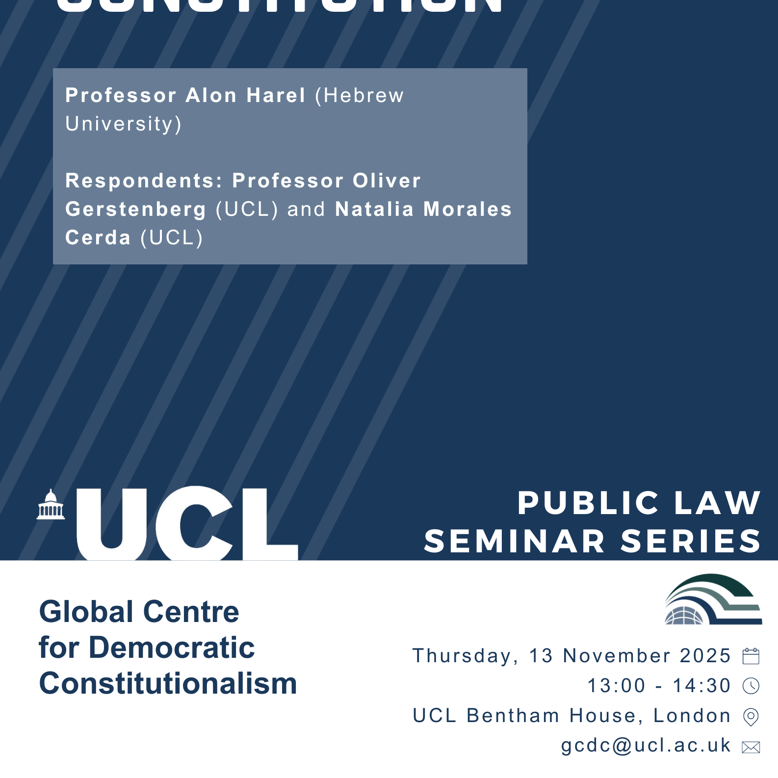 Announcement: Global Centre for Democratic Constitutionalism (GCDC) Public Law Seminar Series (PLSS): The Public Constitution