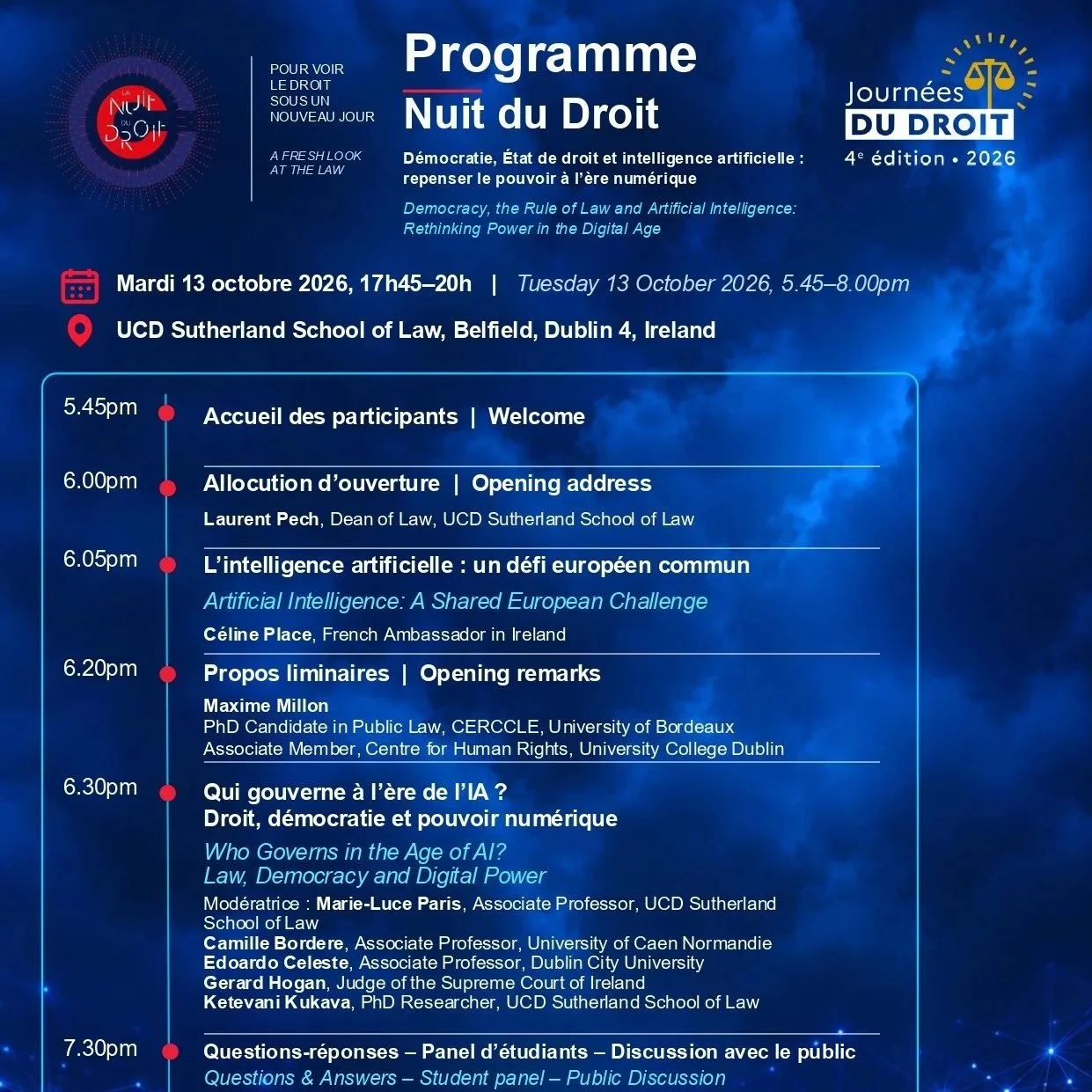 Nuit du Droit at UCD: Democracy, the Rule of Law and Artificial Intelligence
