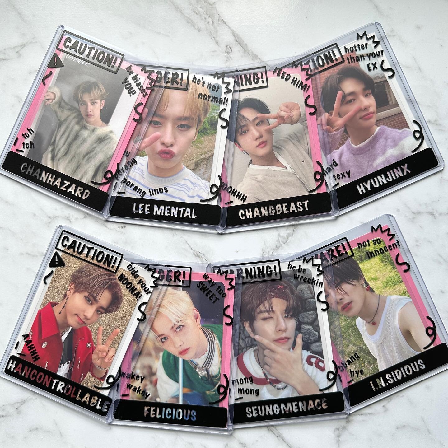 SKZ Problem Children Toploaders

Protect and display your favourite SKZ photocard in style with a custom vinyl decorated toploader, that details our issues with each member!

Photocards NOT included

#skz #straykids #skzwts #skztoploader #kpoptopload