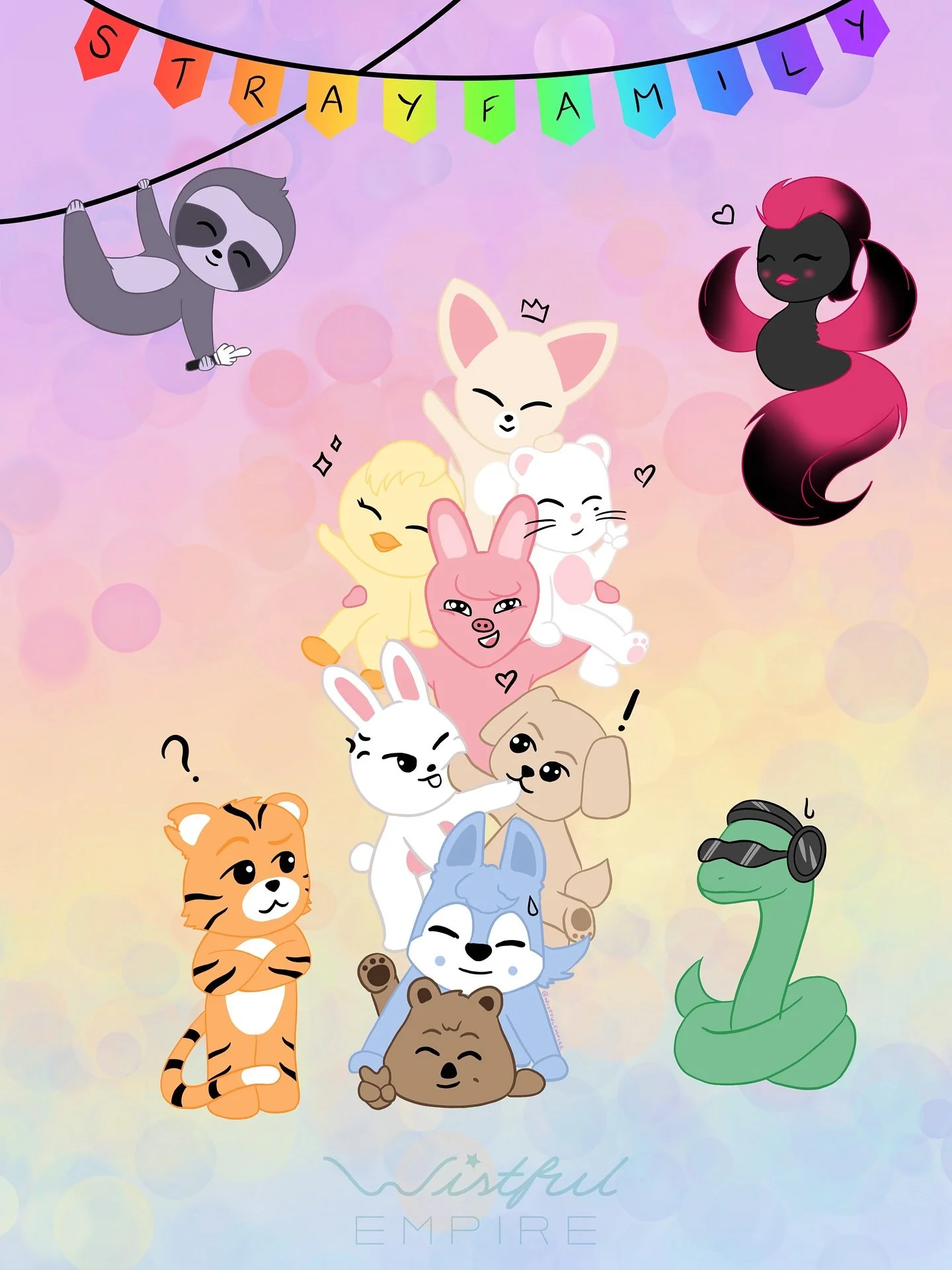 Our Stray Family keeps growing! I wonder how big our family will be one day! As @realstraykids continue to collab with amazing artists, i wonder who else we will add!

Hopefully everyone likes their representative animals!
@drunkentigerjk is obviousl