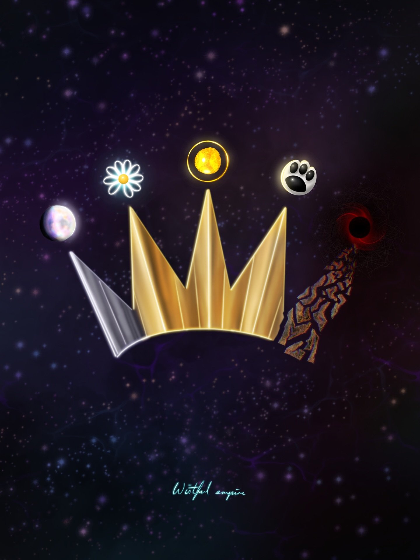 The BigBang i love, even in their new form.

The Creativity, Inspiration, and Joy bursting forth from the rays of the golden sun. The moon, who still has some reflected light from the sun, but stands seperate as its own entity providing comfort in th